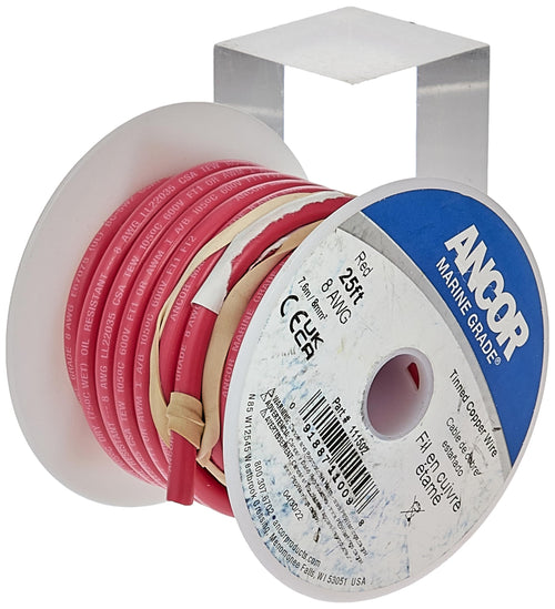 Tinned Copper Wire Ancor 111502, 8 AWG (8mm2), Red - 25ft