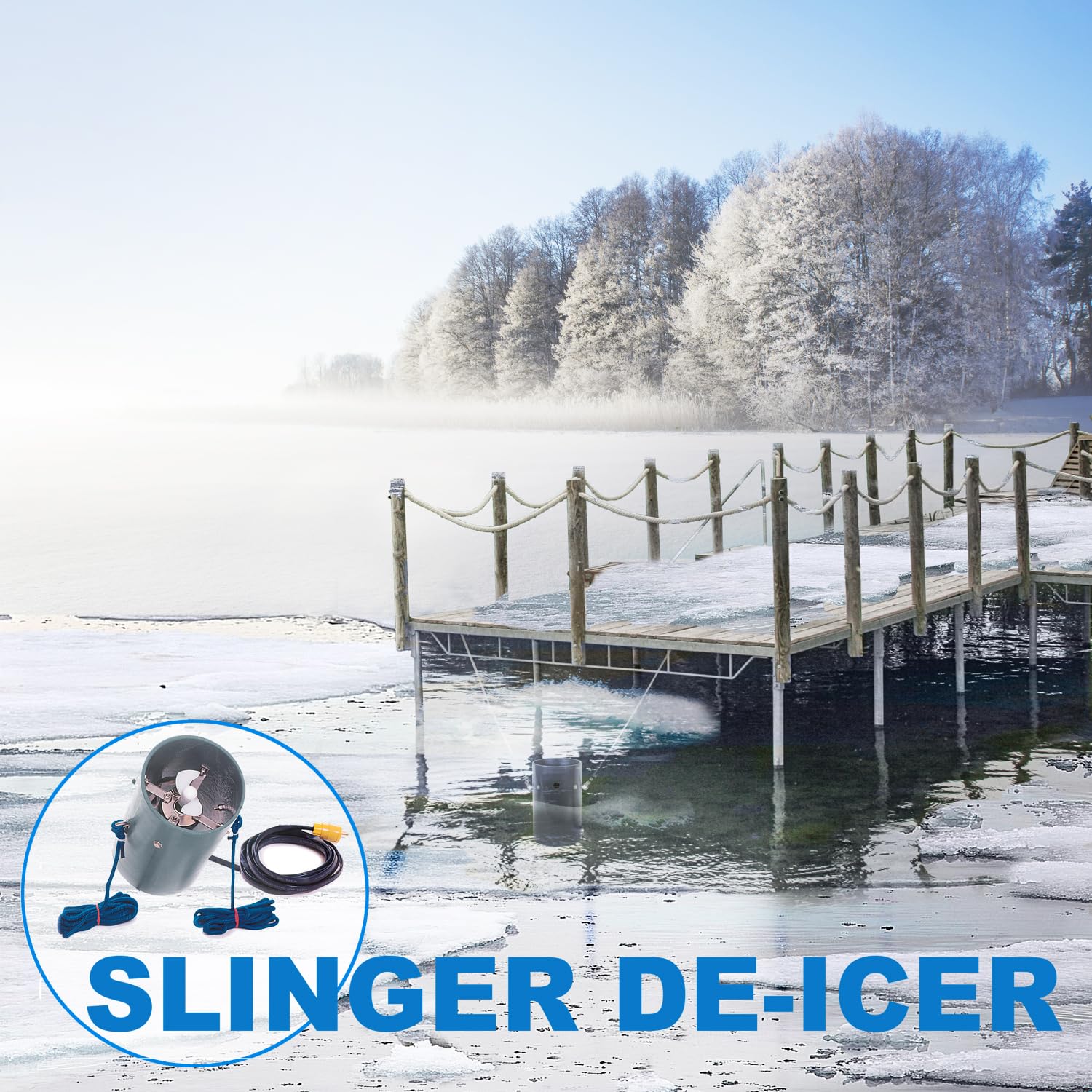 Slinger De-Icer Scott Aerator for Lakes & Ponds | 3/4 Horse Power 230V Stainless Steel | 25 ft. Electric Corded Cable Included | Made in USA