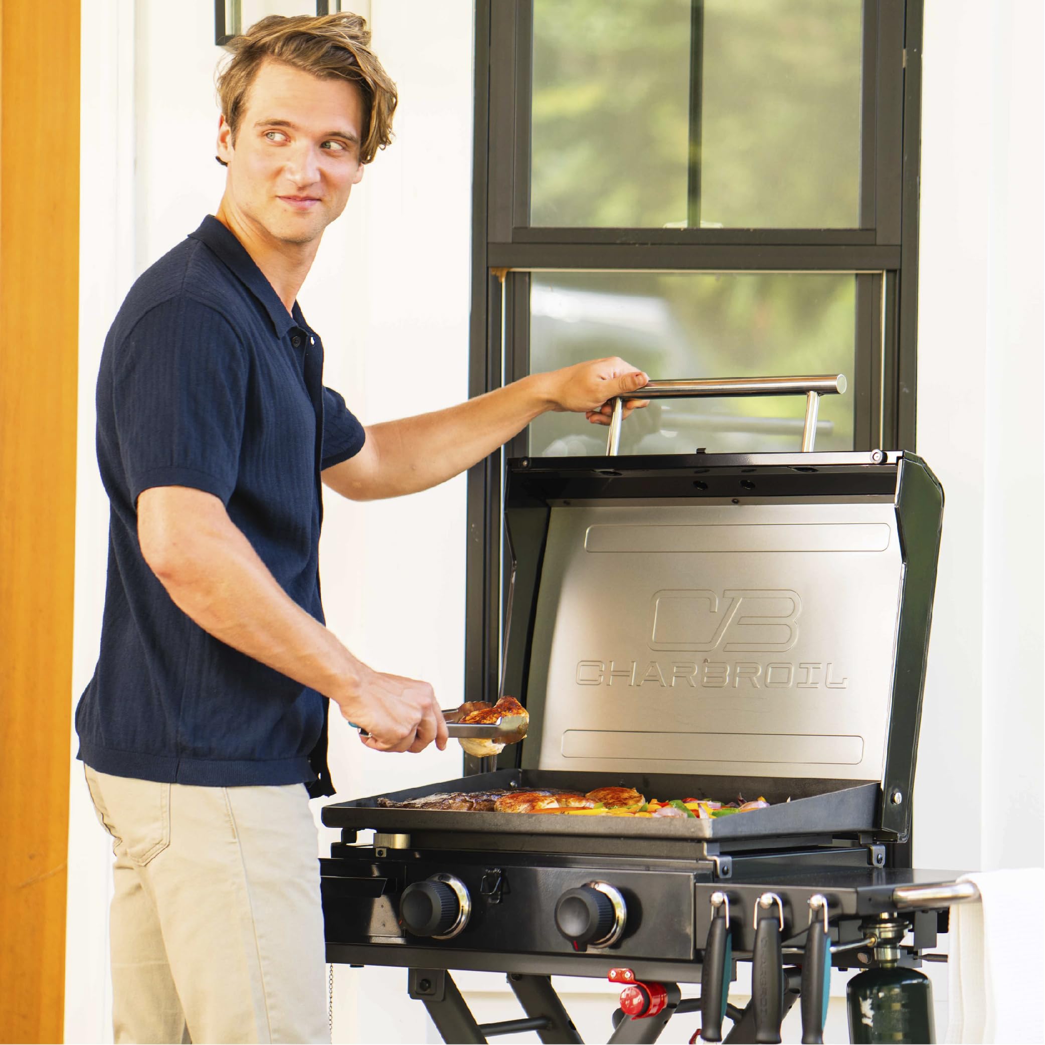 22" Charbroil® Performance Series™ Folding Cart 2-Burner Portable Propane Gas Griddle, Black - 463711223