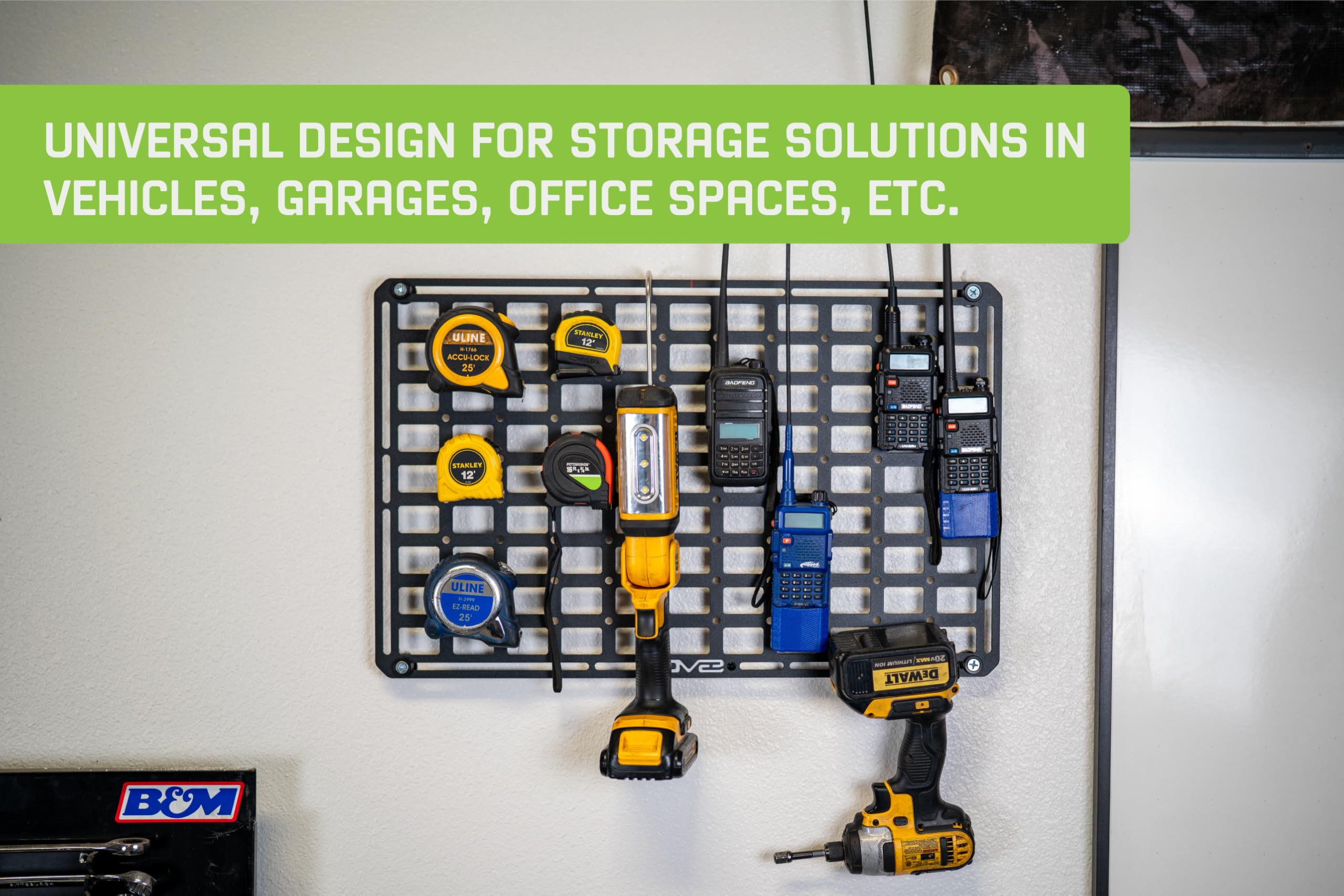 Offroad DV8 Universal Molle Panels | Can Be Mounted Almost Anywhere Including Vehicles, Garages, etc. | Available in 6 Sizes | Universal Mounting for Tools, Recovery Gear, & More (11" x 3")