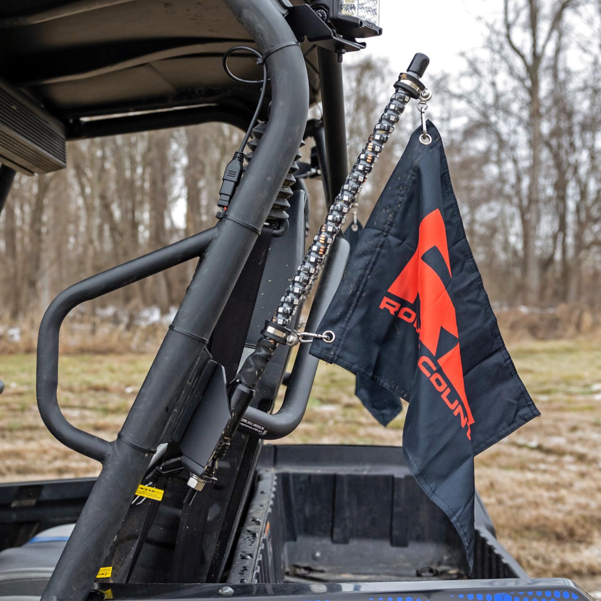 Dual LED Rough Country Whip Mounting Brackets for Kawasaki Teryx 4WD (2014-2024)