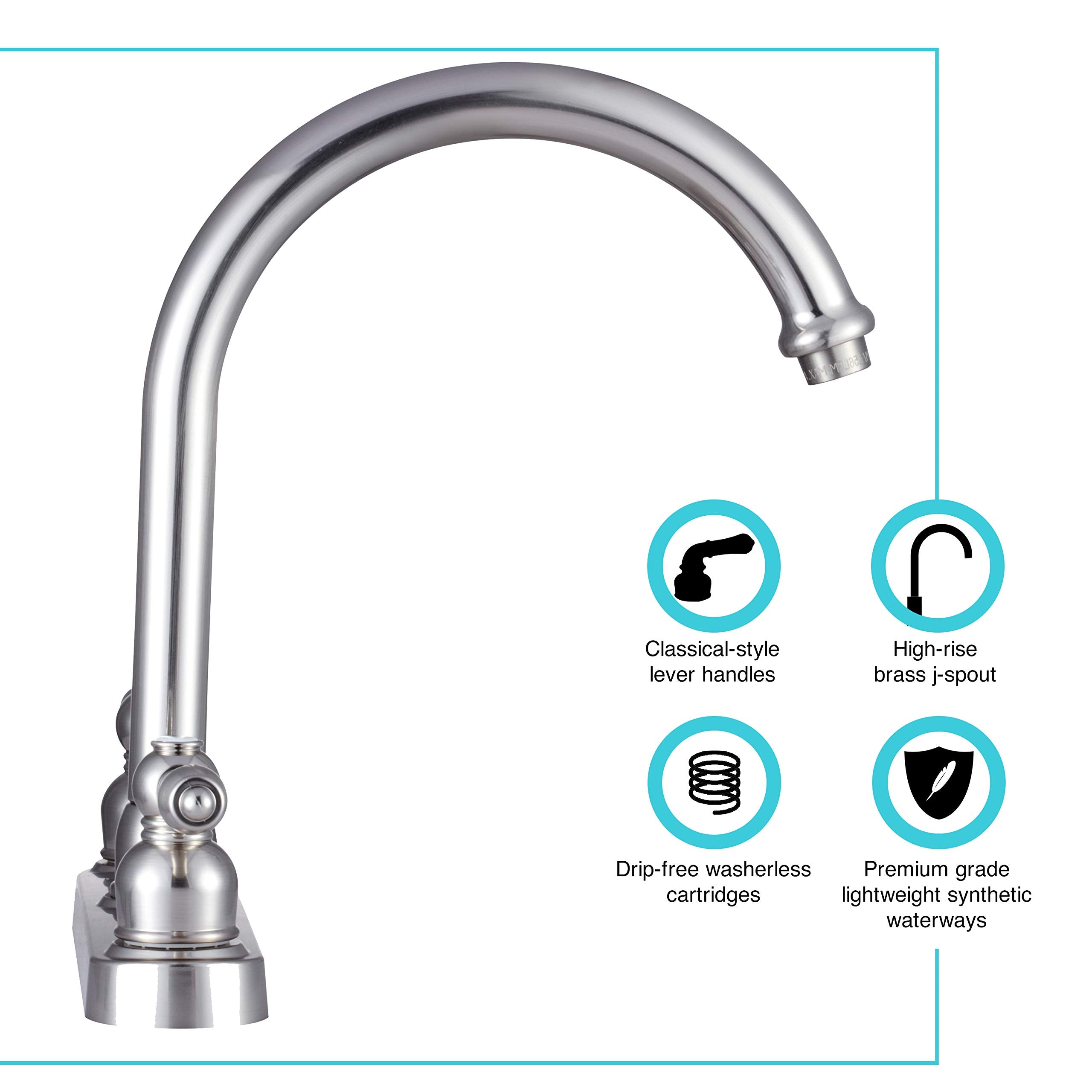 Dura Faucet RV DF-PK340L-SN Non-Metallic Kitchen Sink Faucet (Brushed Satin Nickel) J-Spout