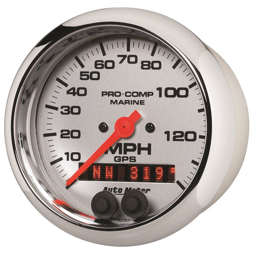 Speedometer AutoMeter 200638-35 Gauge (Marine Chrome Ultra-Lite 3 3/8", 140Mph, GPS, Marine Chrome)