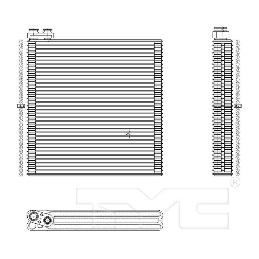 Heater Core TYC 96036 Compatible with 1966-1972 Ford F- Series Pickup (Hvy Dty)