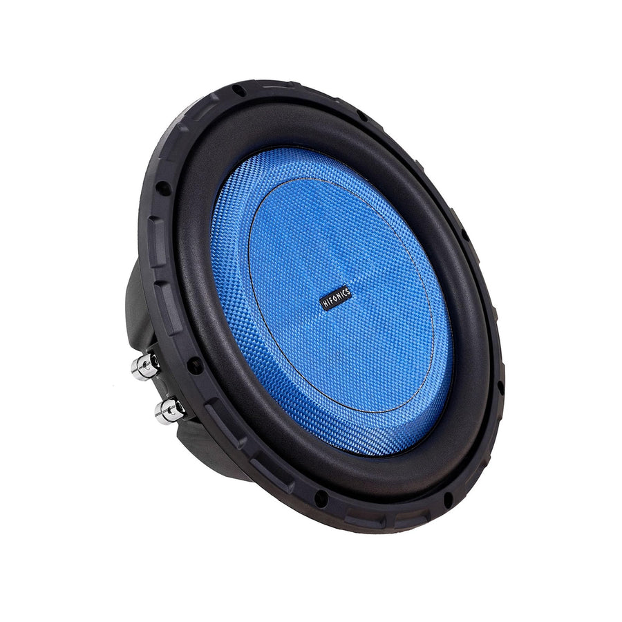 Hifonics 10 Inch Elite Shallow Mount Car Subwoofer, Dual 4 Ohm Voice Coil Speaker 600 Watt Peak Power Mobile Amplifier, Black/Blue