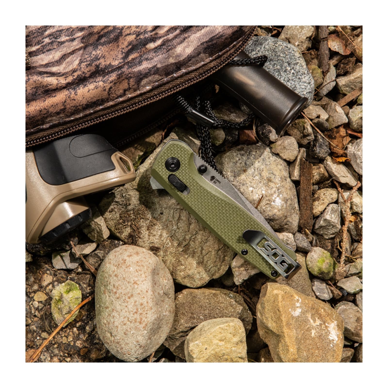 SOG Hunting High Carbon Steel Ambidextrous EDC Carry 2.95' Sharp Blade Terminus XR OD Green Folding Knife