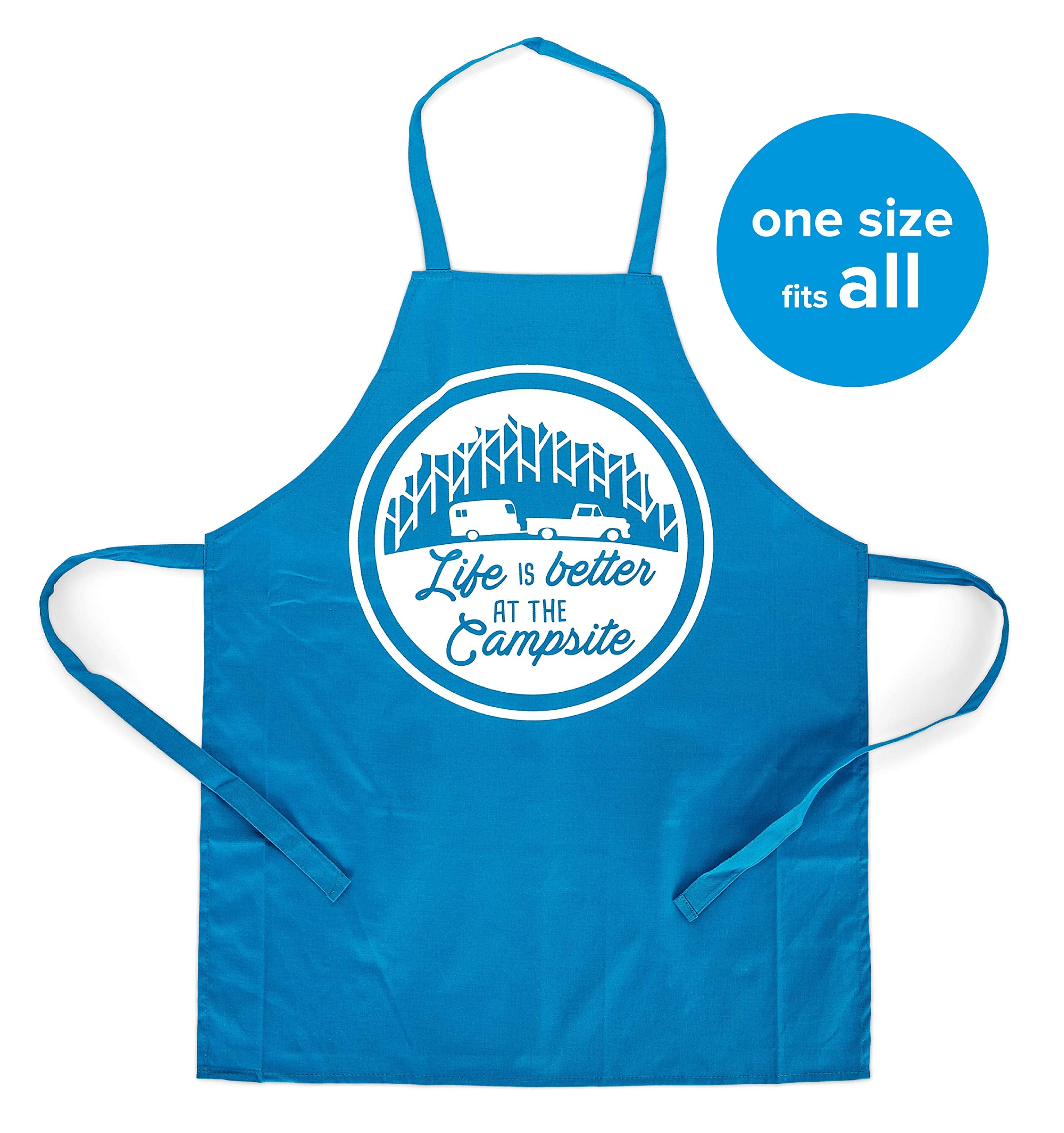 Adjustable Apron Camco Life is Better at The Campsite | Features a Truck and Tree-Themed Design, Made Entirely of Cotton, and is Machine Washable (53258)