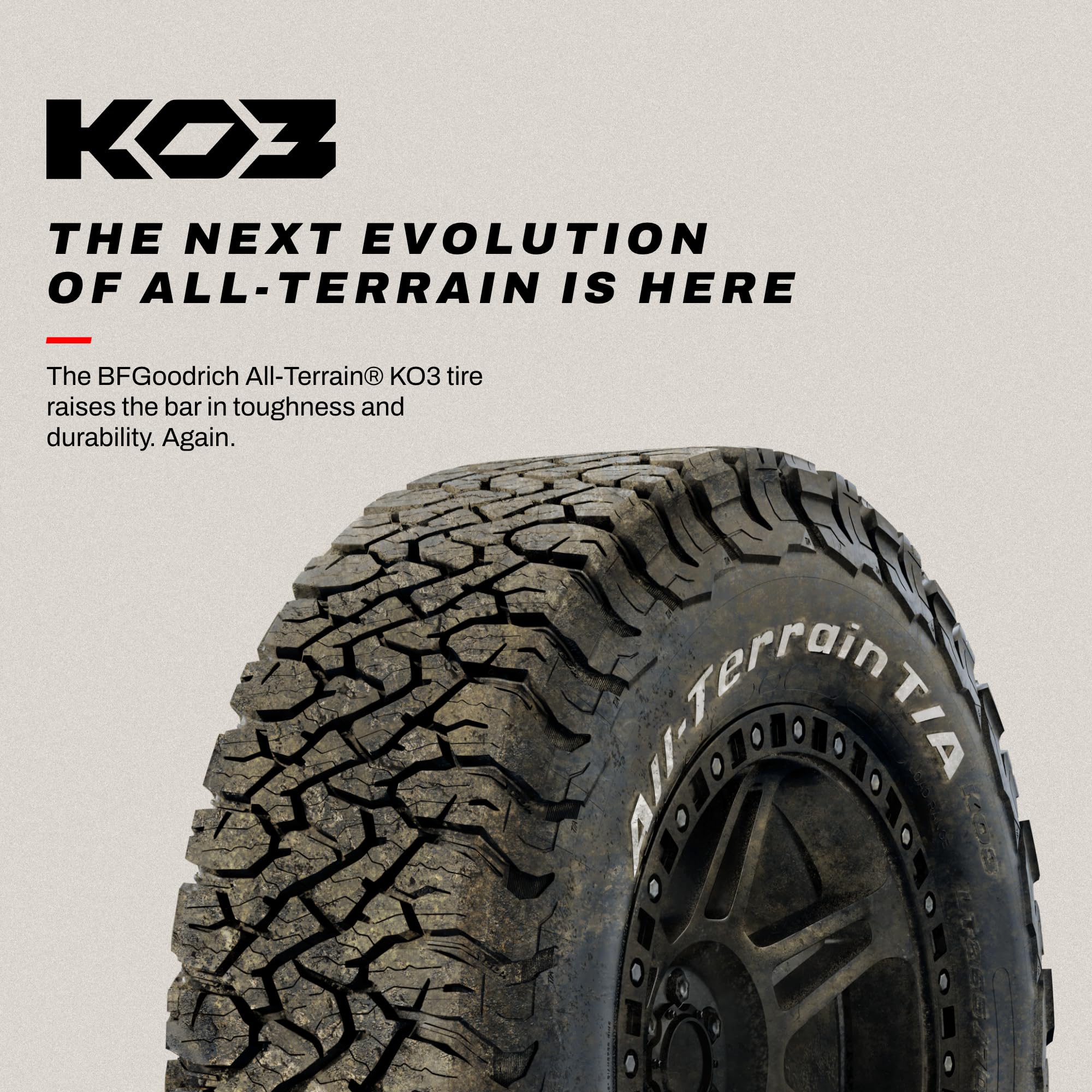All-Terrain BFGoodrich T/A KO3 Car Tire for Light Trucks, SUVs, and Crossovers, LT265/60R22/E 123/120S