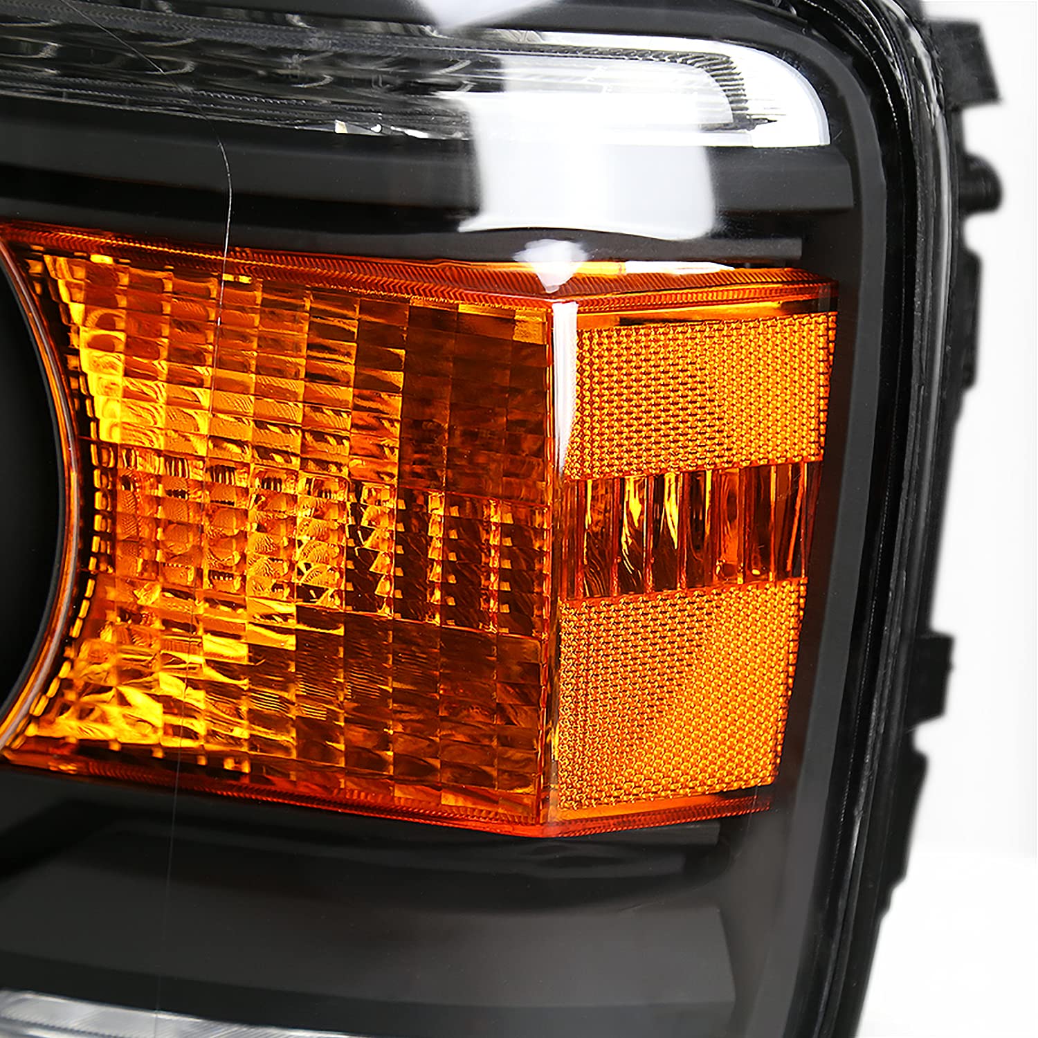 Black Projector Headlights w/LED DRL Strip SPEC-D TUNING Compatible with 2014-2018 GMC Sierra 1500, 2500, 3500, Base/Denali/SLE/SLT, Left + Right Pair Headlamps Assembly