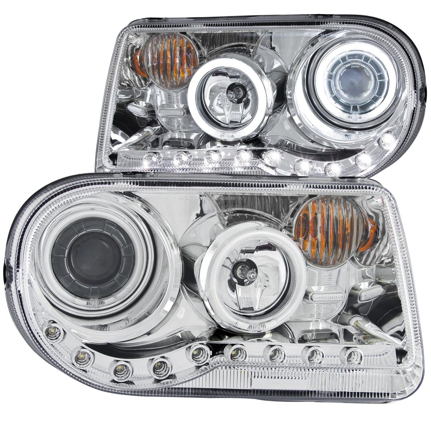 Chrysler 300 G2 Anzo USA 121250 Projector Halo Chrome Clear Amber Headlight Assembly - (Sold in Pairs)