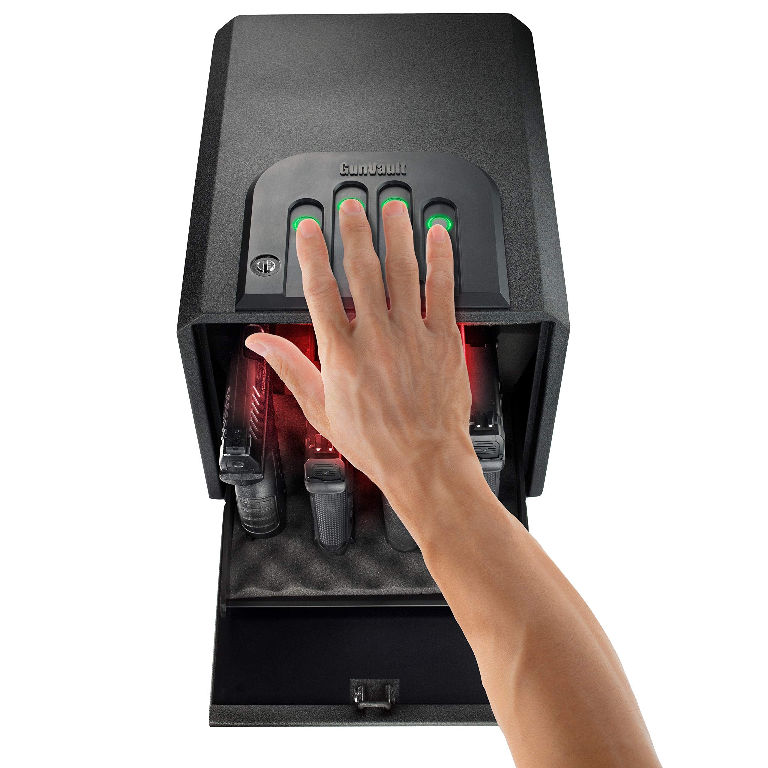 MultiVault GunVault - Quick Access Automatic Slide-Out Handgun Safe with Patented No-Eyes® Keypad (4 Pistol Capacity)