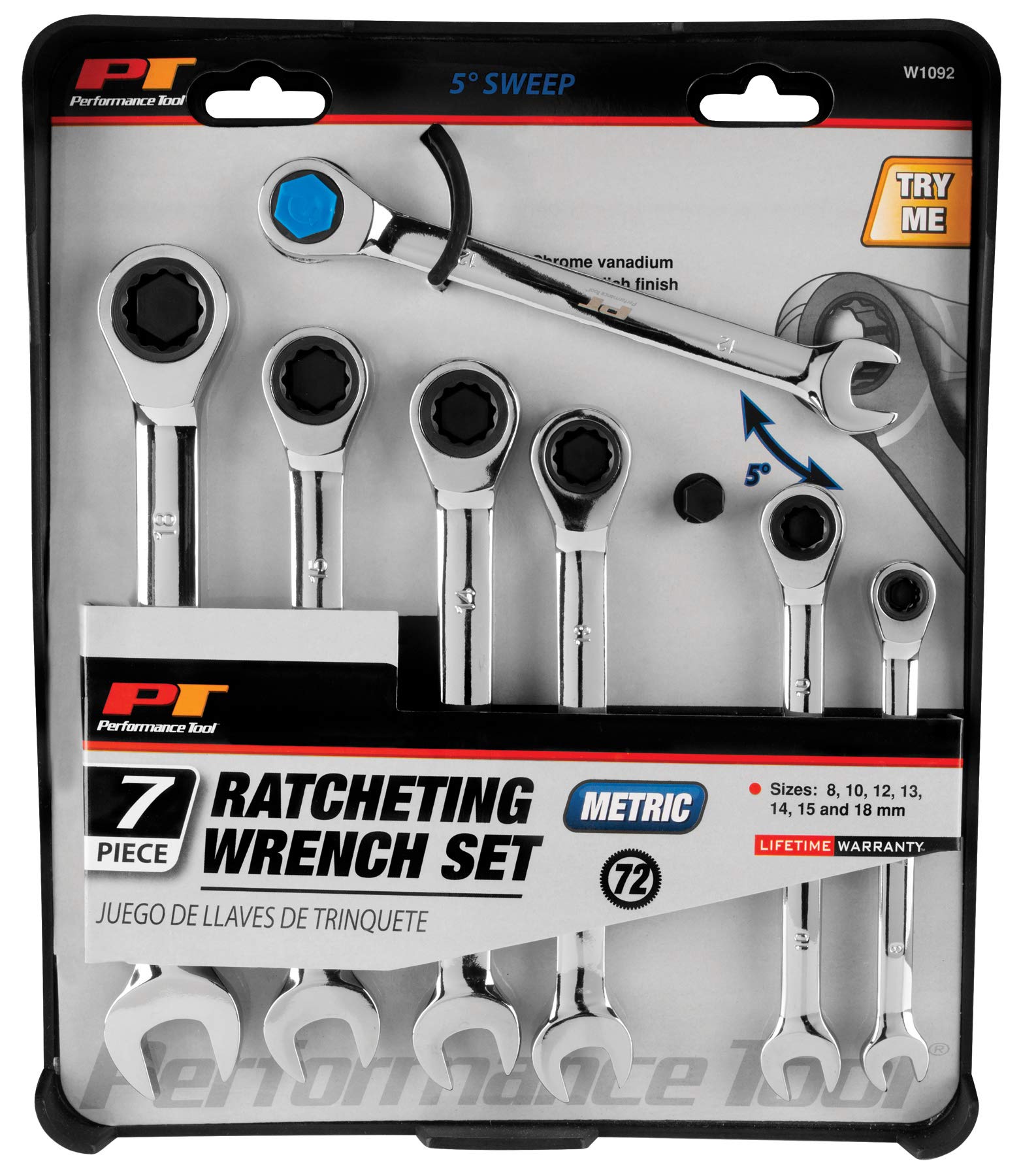 W1092 Performance Tool Metric Ratcheting Wrench Set, 7-Piece