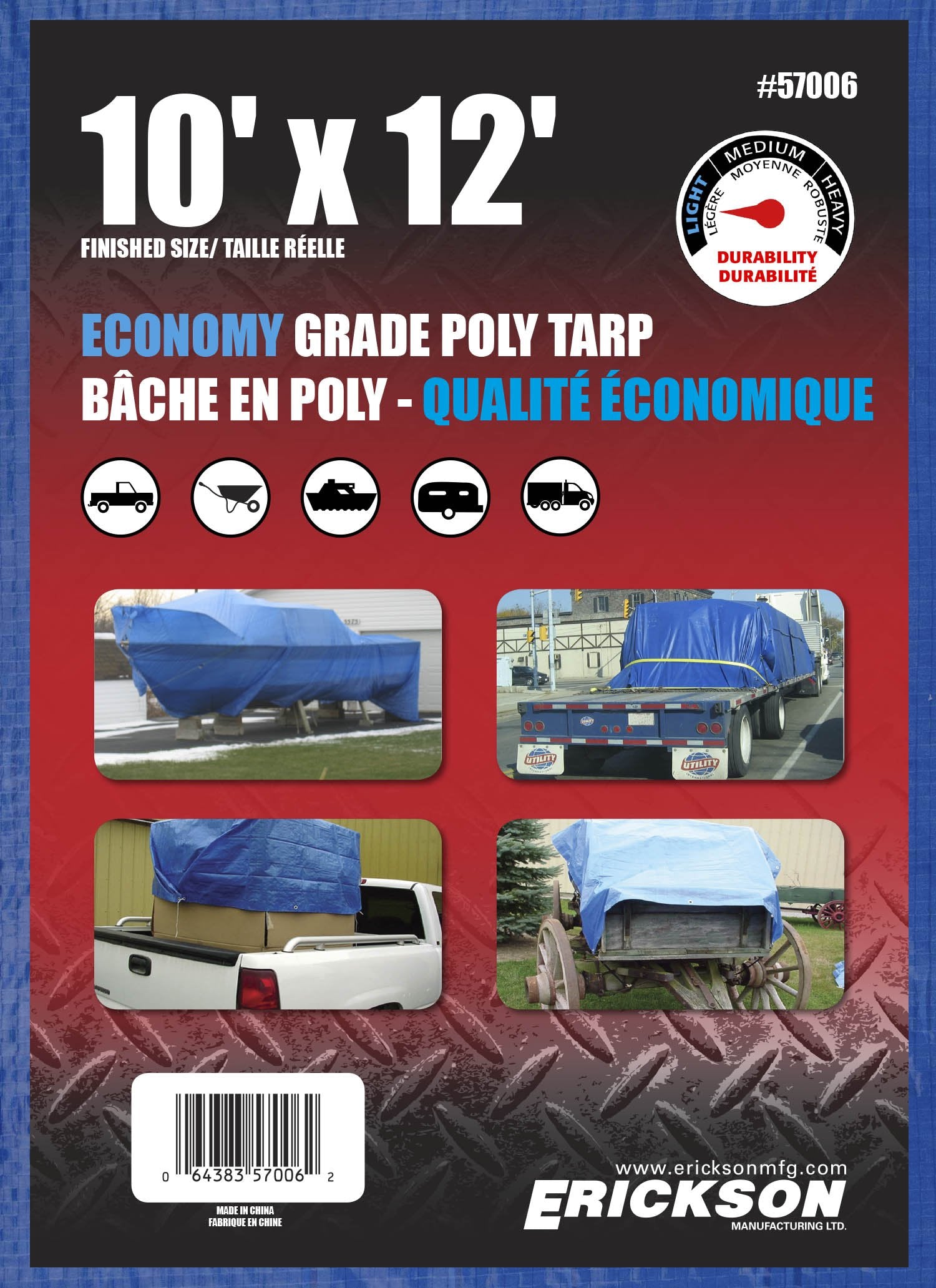 Blue Economy Poly Tarp Erickson, 10' x 12', 1 Pack