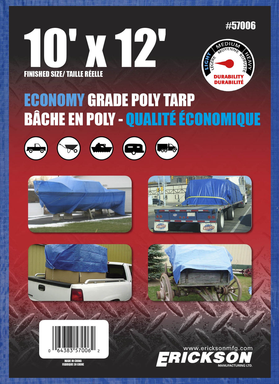 Blue Economy Poly Tarp Erickson, 10' x 12', 1 Pack