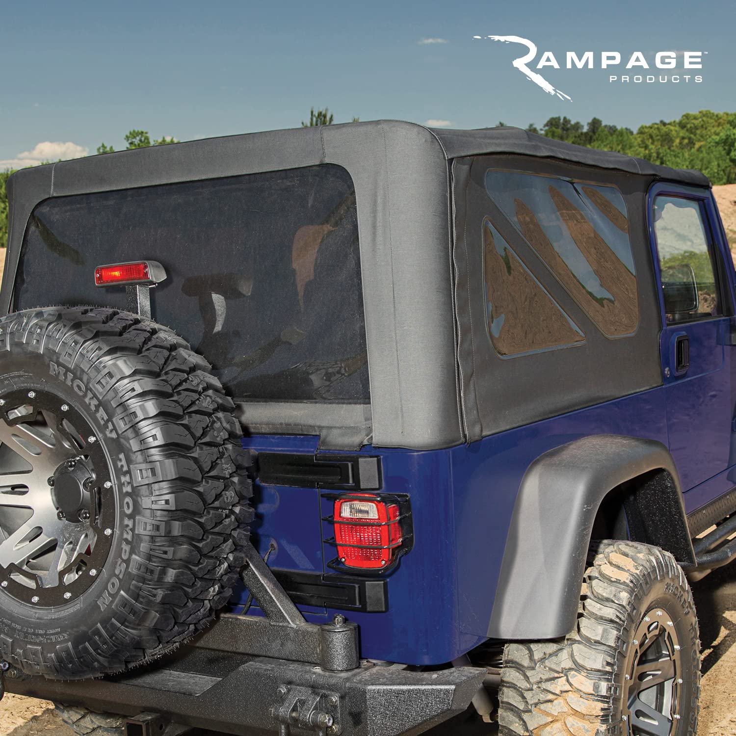 Rampage Products Soft Top Factory Replacement with Door Skins | Vinyl, Black Diamond Color with Tinted Windows | 99535 | Fits 1997 - 2006 Jeep Wrangler TJ