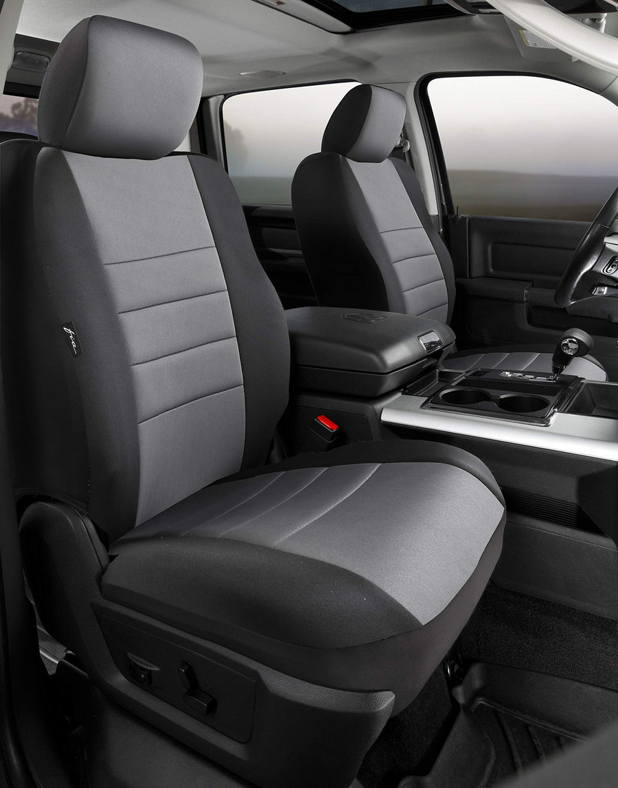 Fia Gray NP98-35 Custom Fit Front Seat Cover Bucket Seats - Neoprene (Black w/Gray Center Panel)