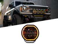 7-Inch DV8 Offroad Halo Elite Round Light with Accent Halo | Driving & Offroad Modes | Flood & Spot Light Pattern | 3,600 Lumens | 5700K Color | Amber or Clear Accent Halo | IP 68 Rated