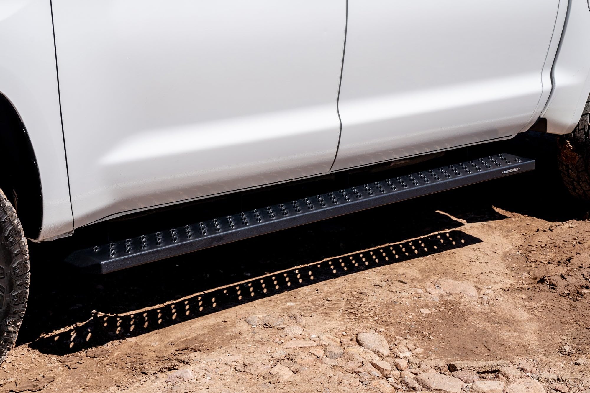 Running Boards Raptor Series Steps 6.5in Wide Sawtooth Grip Black Aluminum Compatible with 07-21 Tundra CrewMax Cab