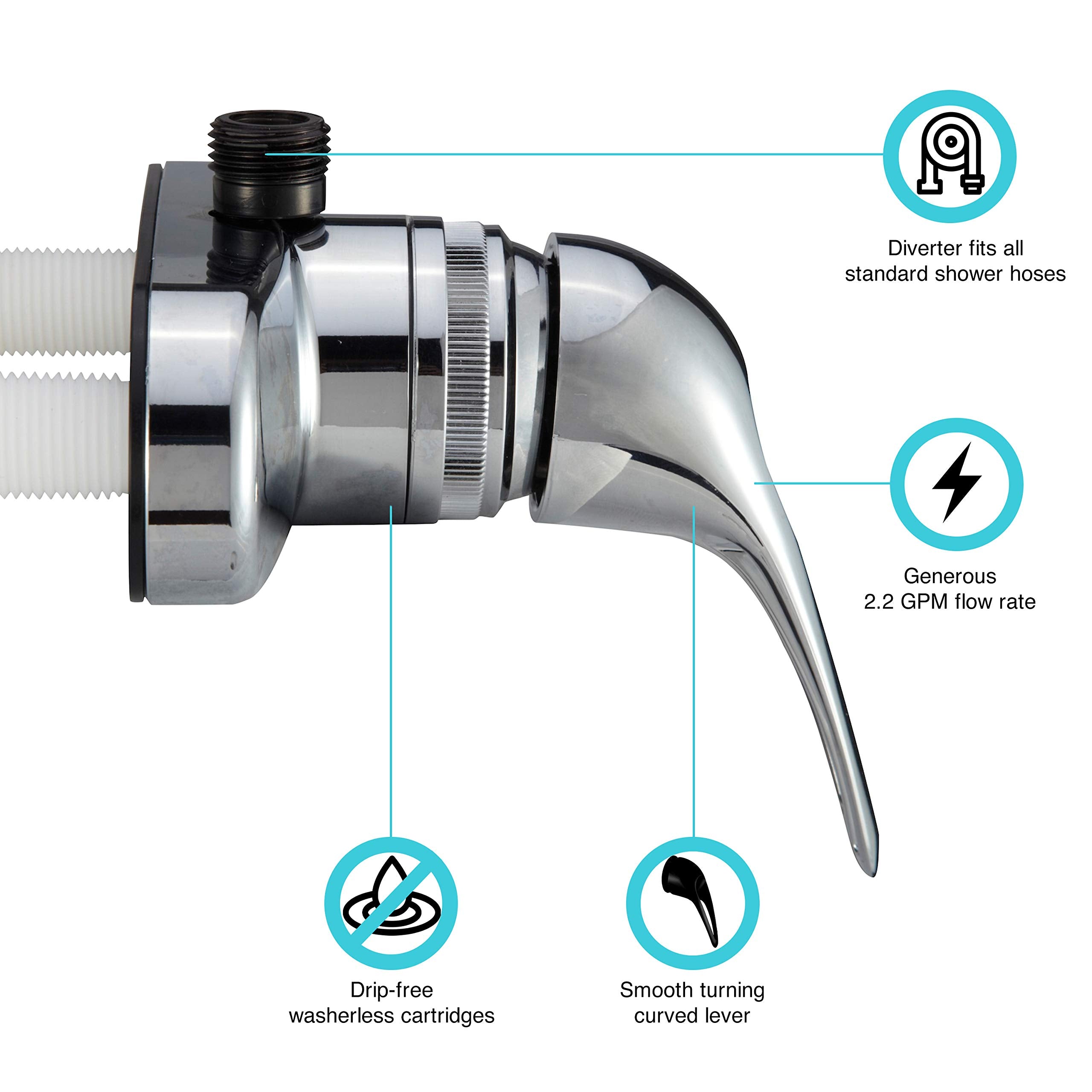 Dura Faucet RV Shower Faucet Valve Diverter DF-SA150-CP (Chrome)
