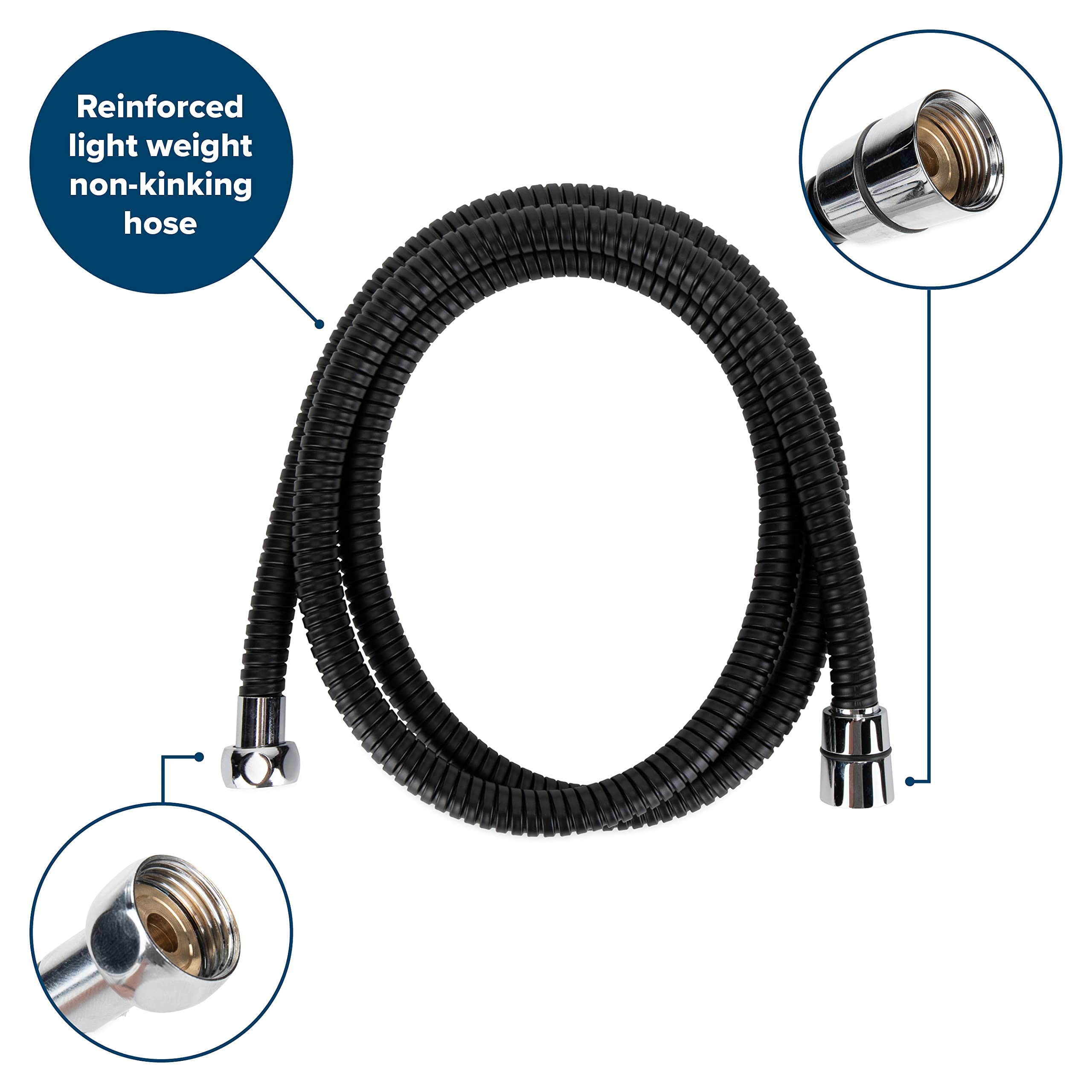 Flexible Camco RV/Marine Replacement Shower Hose | Reinforced Construction | Measures 60-Inches | Black (43745)