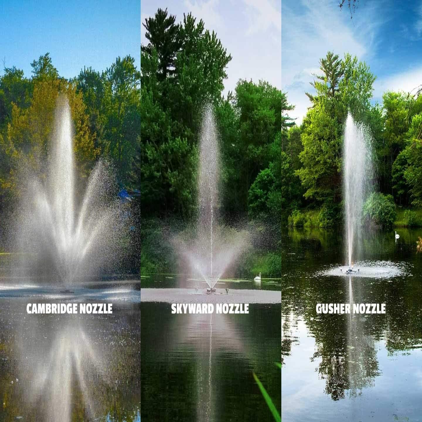 Aerator Scott Triad Fountain - 1 HP 115V Single Phase with 100 ft. Power Cord | Aerating Fountain for Lakes & Ponds | Decorative Pond Fountain | Efficient Pond Aeration Systems | Outdoor Fountain
