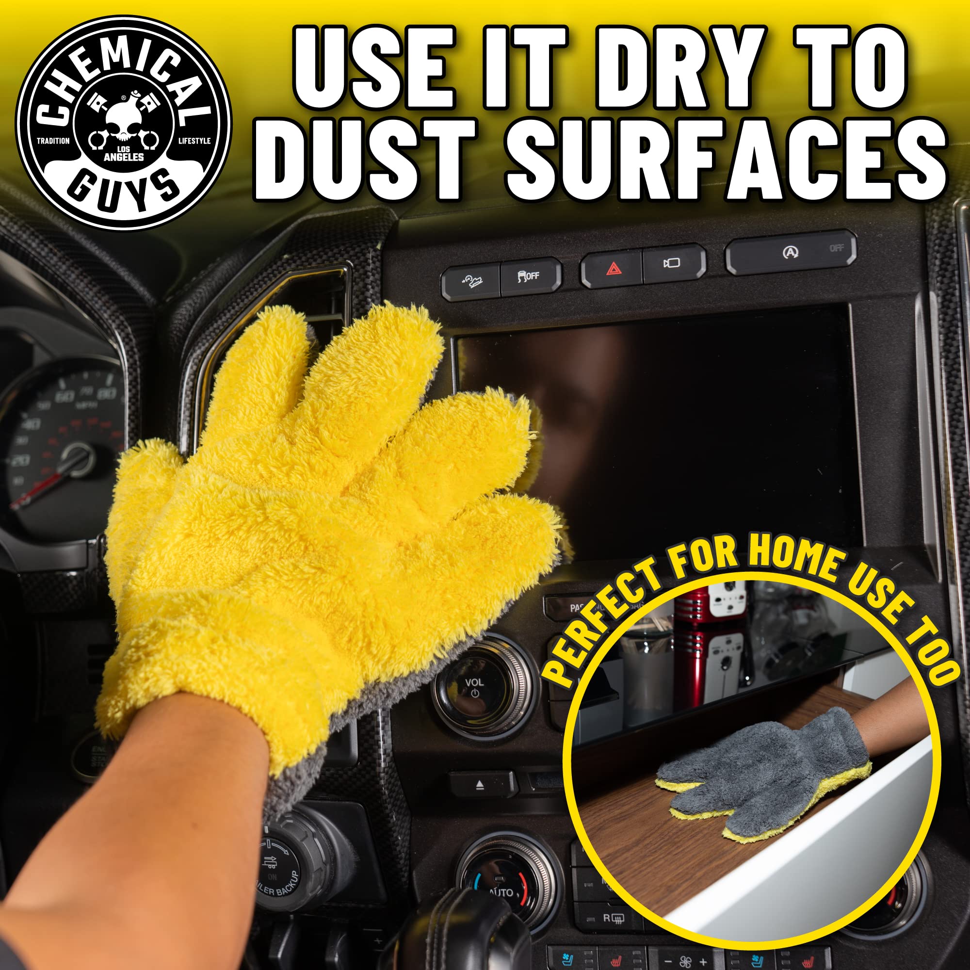 Chemical Guys The Stranger MIC510 Helpful Handy Car Wash Mitt - Yellow, Microfiber Towels for Detailing, Holds Tons of Soapy Suds, Flexible - Perfect for Car Cleaning