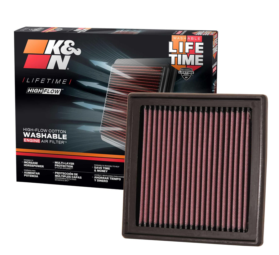 High-Flow K&N Original Lifetime Engine Air Filter: Increase Power: Premium, Washable: Compatible with 2007-2020 Infiniti/Nissan: G35, G37, Q40, Q60, QX50, 350Z, 370Z, Fairlady, Skyline, 33-2399