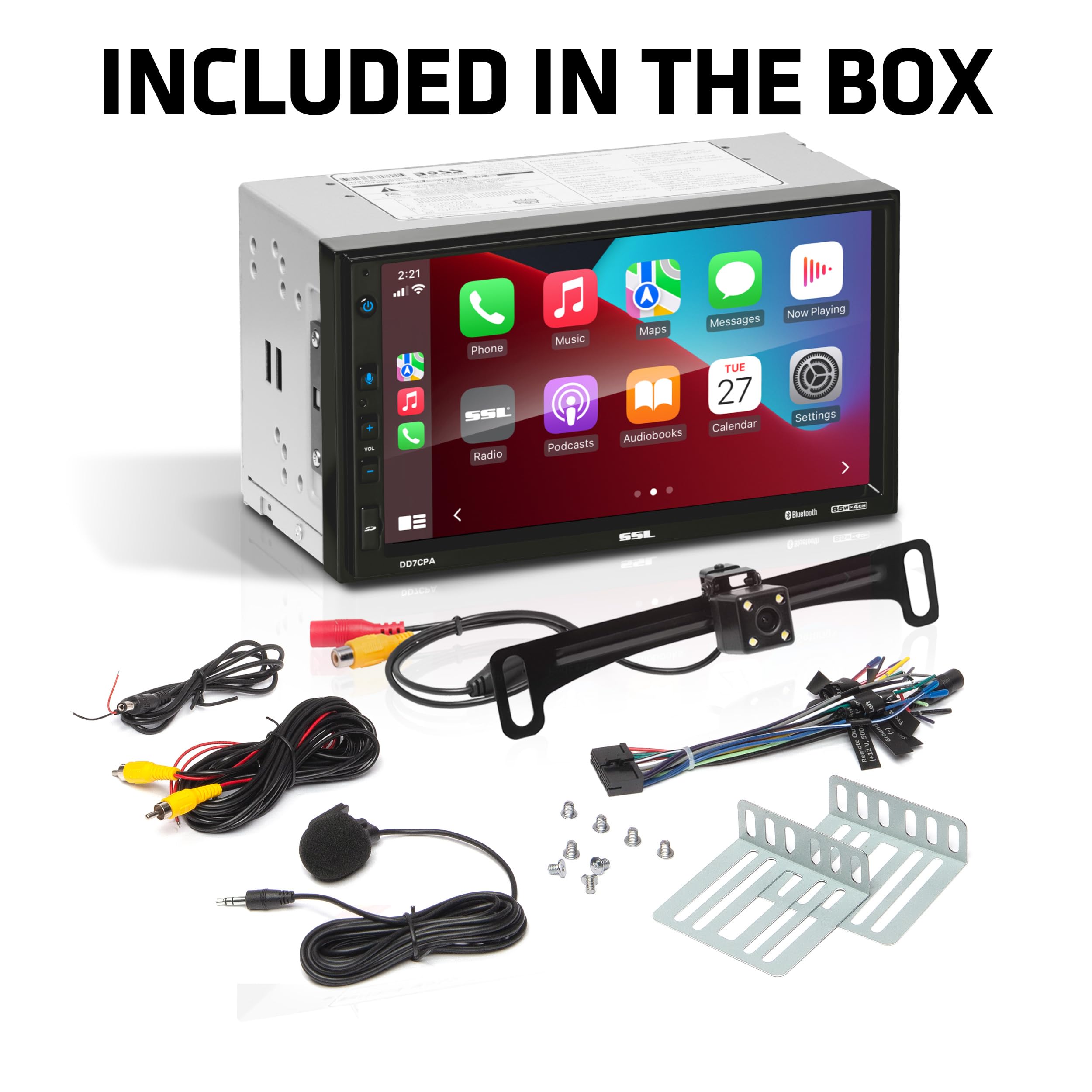 Sound Storm Laboratories Car Audio DD7CPA-C Stereo – Apple CarPlay Android Auto, Double Din 7 Inch Touchscreen, Bluetooth Audio and Hands-Free Calling, No CD DVD Player, Radio Receiver, Backup Camera