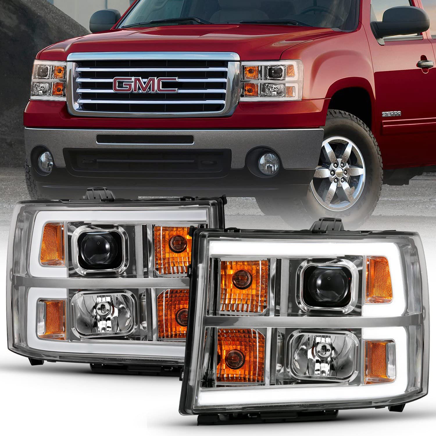 111483 ANZO USA Projector Headlamps Fits GMC Sierra 1500, Multicoloured