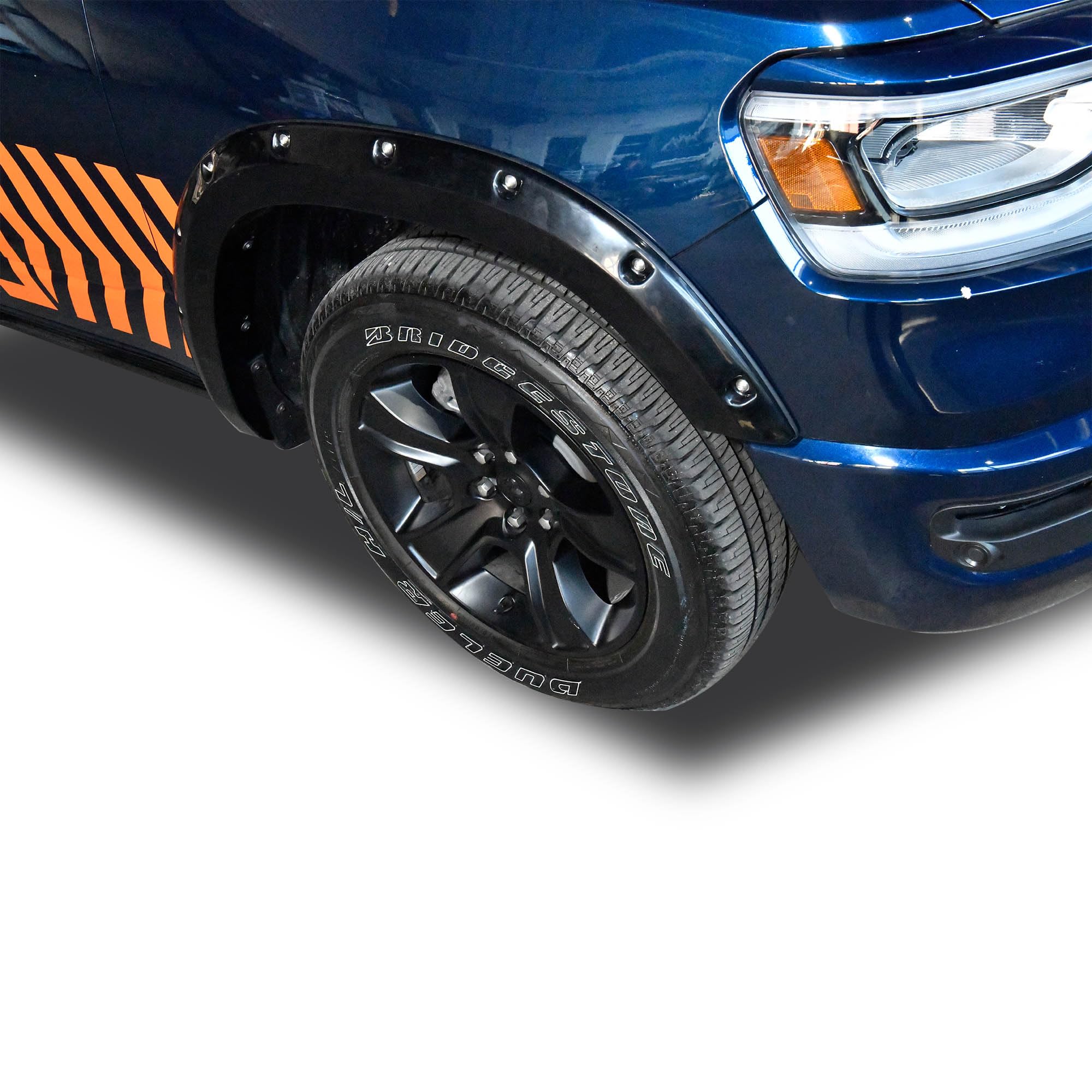 Fender Flares Black Horse Riveted Style Compatible with 2019-2022 Dodge Ram