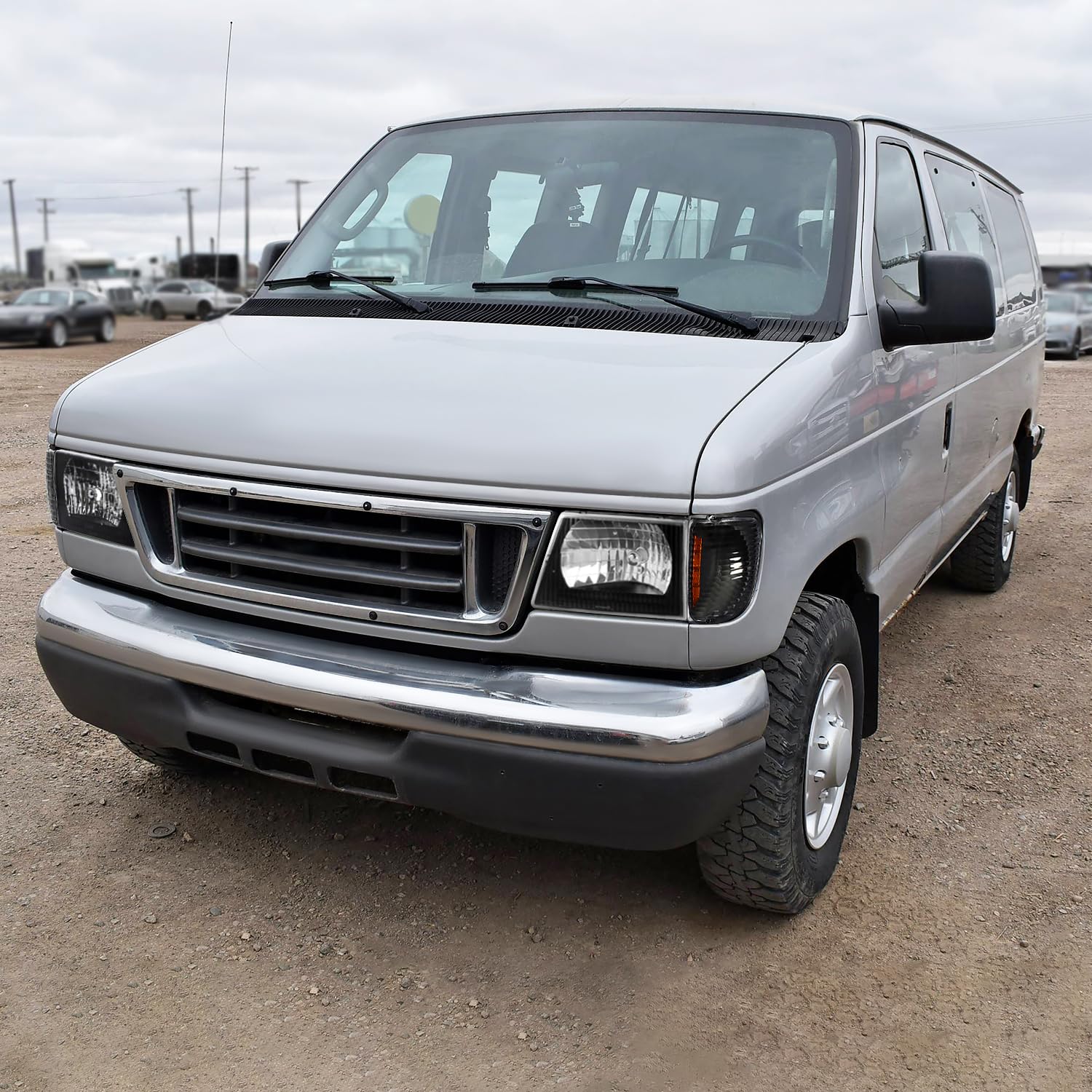 Black Housing SPEC-D TUNING Clear Lens Headlights + Corner Lights Compatible with 1992-2006 Ford E150 E250 E350 E450 E550 Econoline Van L+R Pair Head Light Lamp Assembly