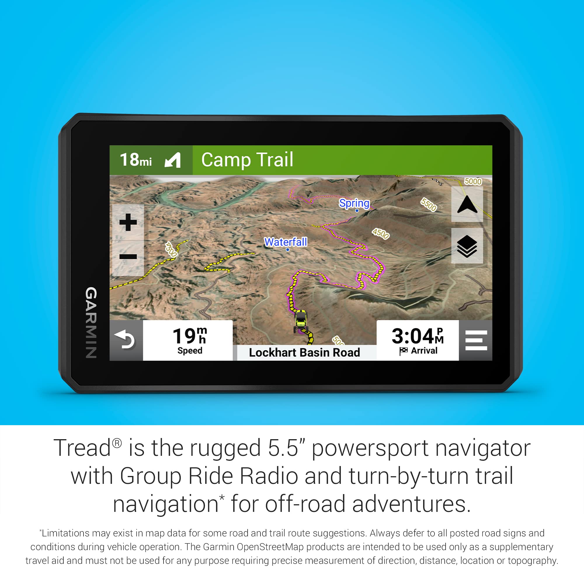 Garmin Tread Off-Road Powersport Navigator with Group Ride Radio, Group Tracking and Voice Communication, 5.5" Display, 010-02406-00