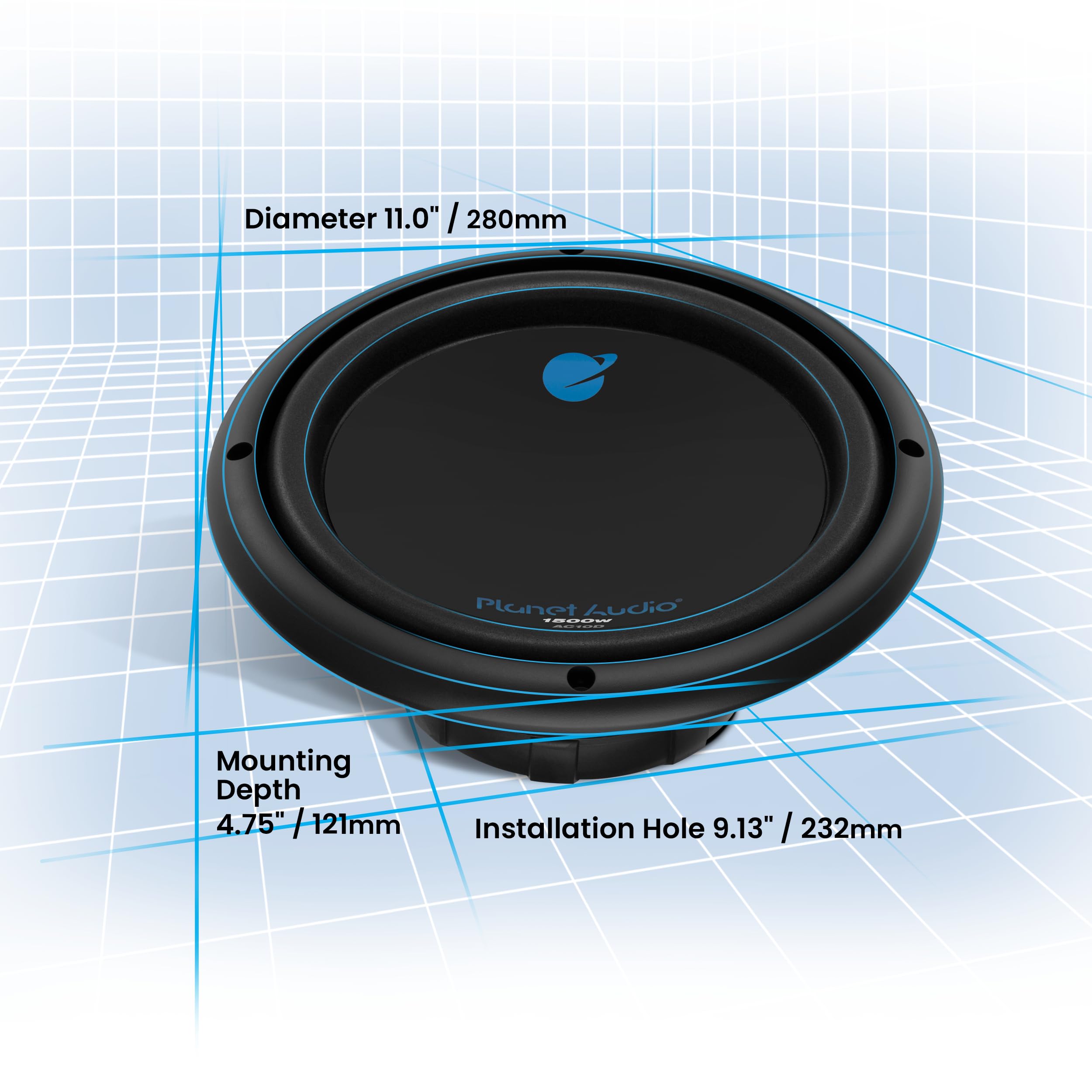 Anarchy Series Planet Audio AC10D 10 Inch Car Subwoofer - 1500 Watts Max, Dual 4 Ohm Voice Coil, Sold Individually