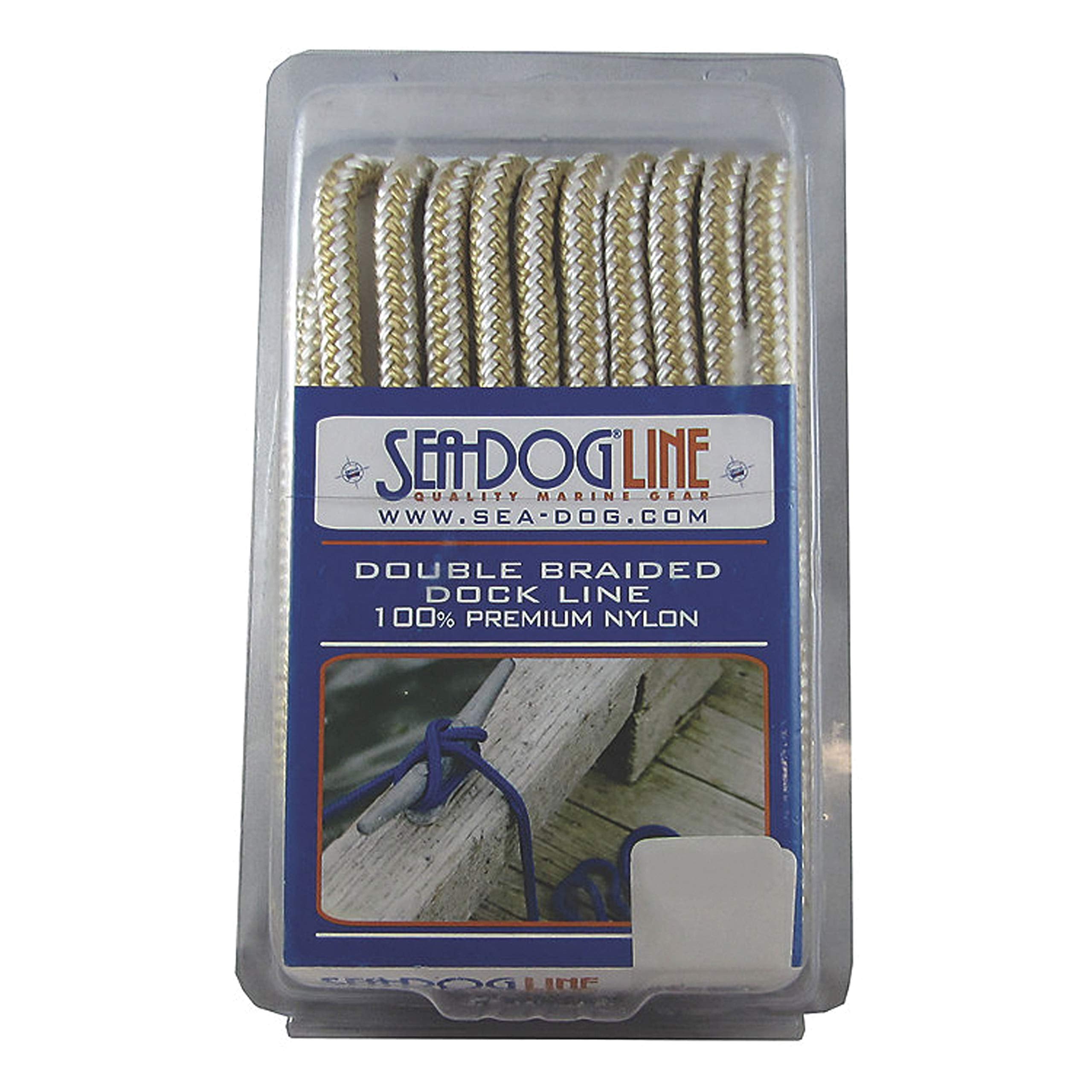 Double Braided Nylon Sea Dog 302112015G/W-1 Dock Line, 1/2" x 15' / Gold/White