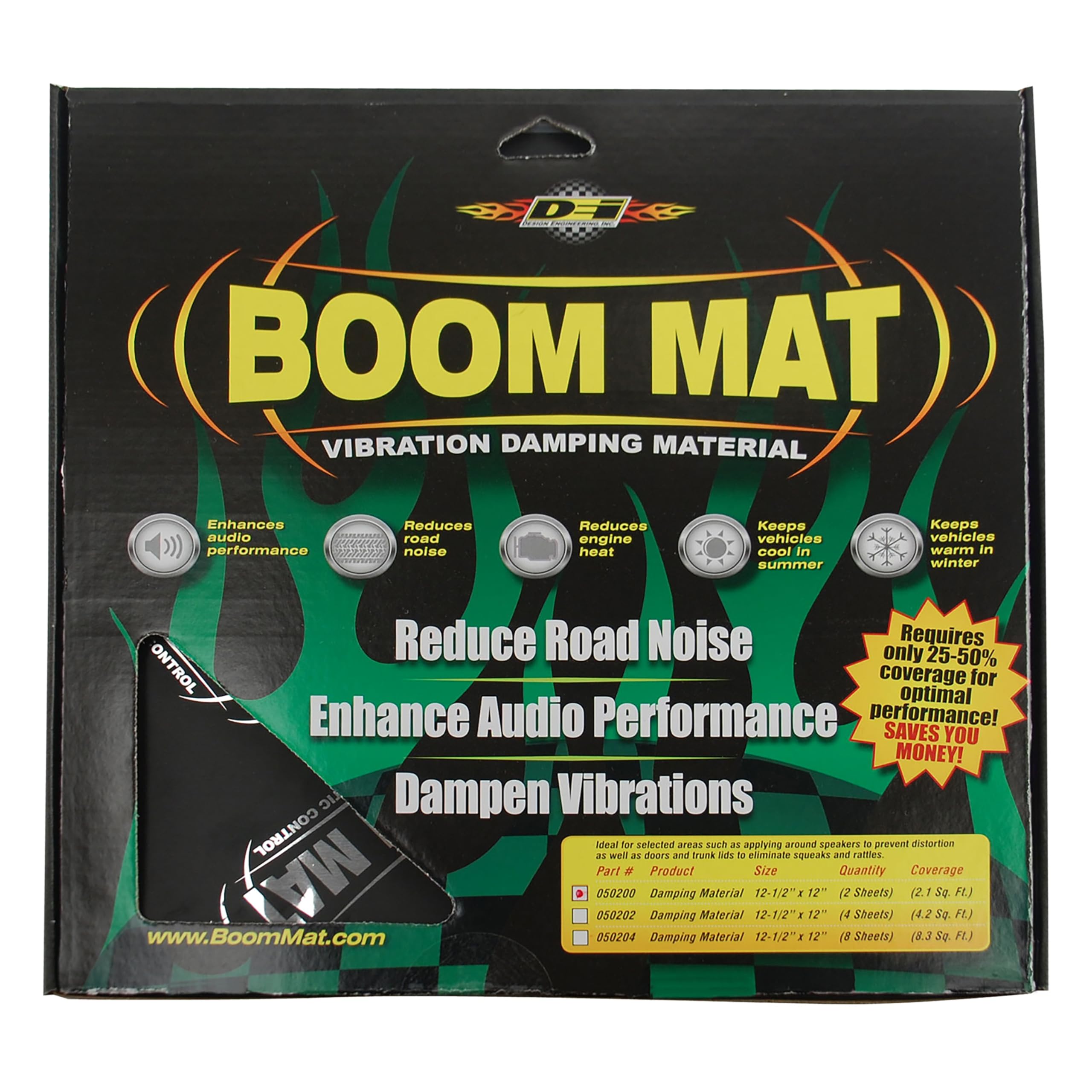 Boom Mat Design Engineering Sound Deadening Material with Adhesive Backing | 2mm 12" x 12.5" (Pack of 8)