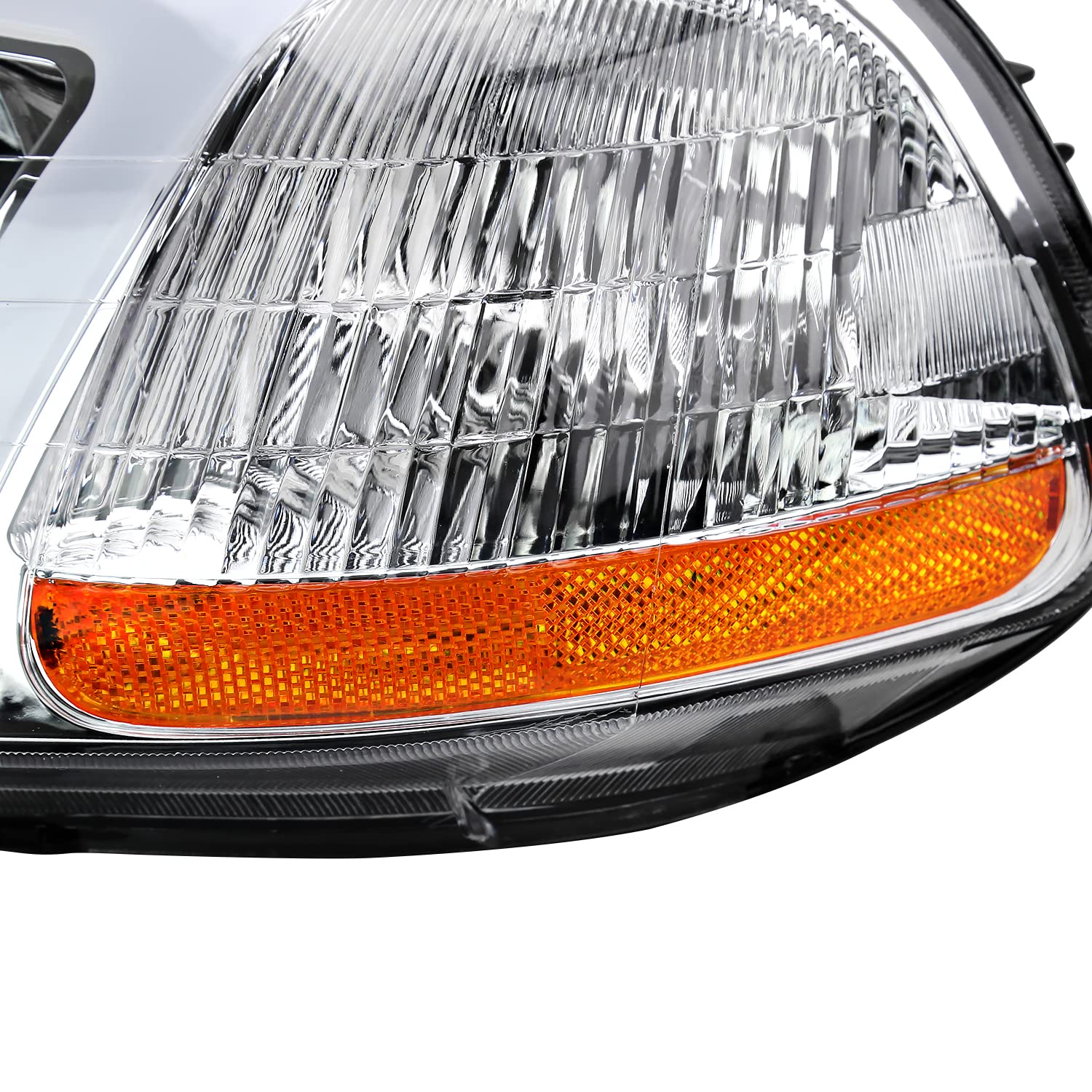 Chrome Headlights w/LED Tube Bar SPEC-D TUNING Compatible with 1996-1998 Honda Civic 2/4Dr