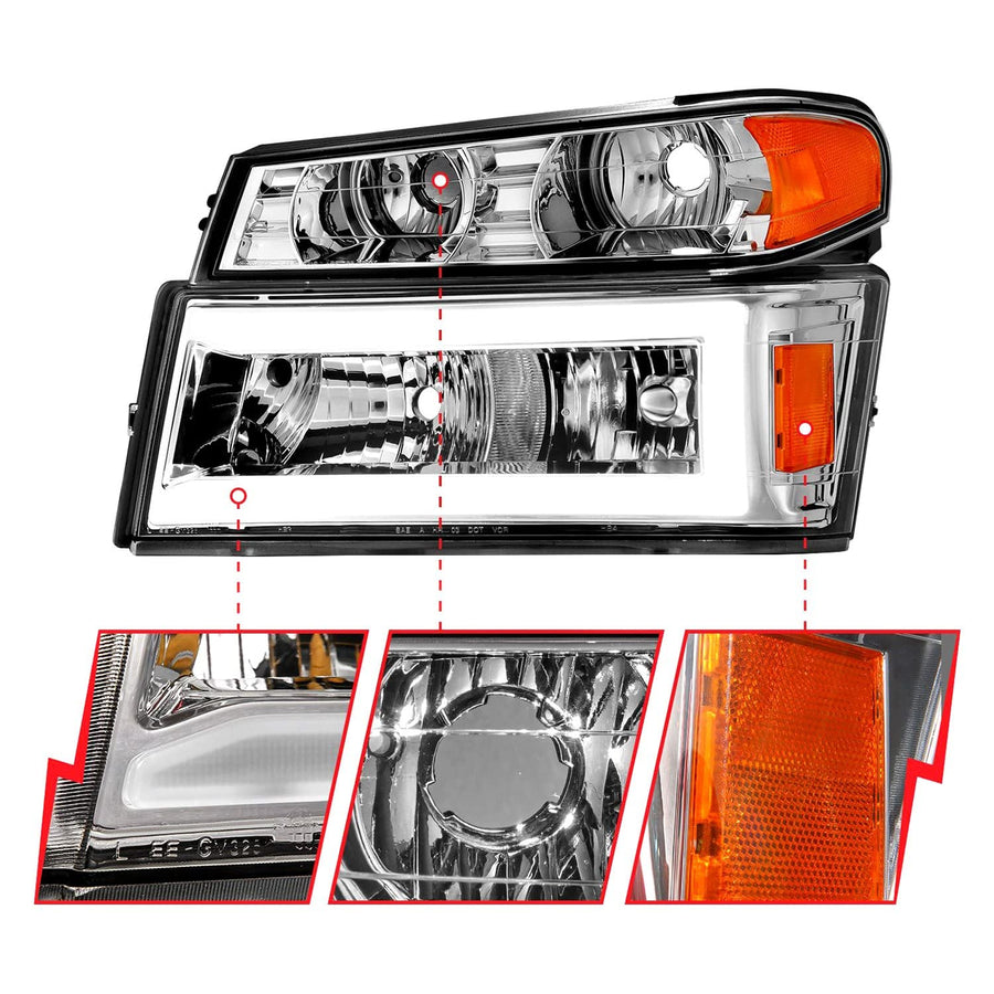 04-12 GM Colorado/Canyon/I-Series Anzo USA - Crystal Headlights - w/Light Bar Chrome Housing 4pcs (111559)