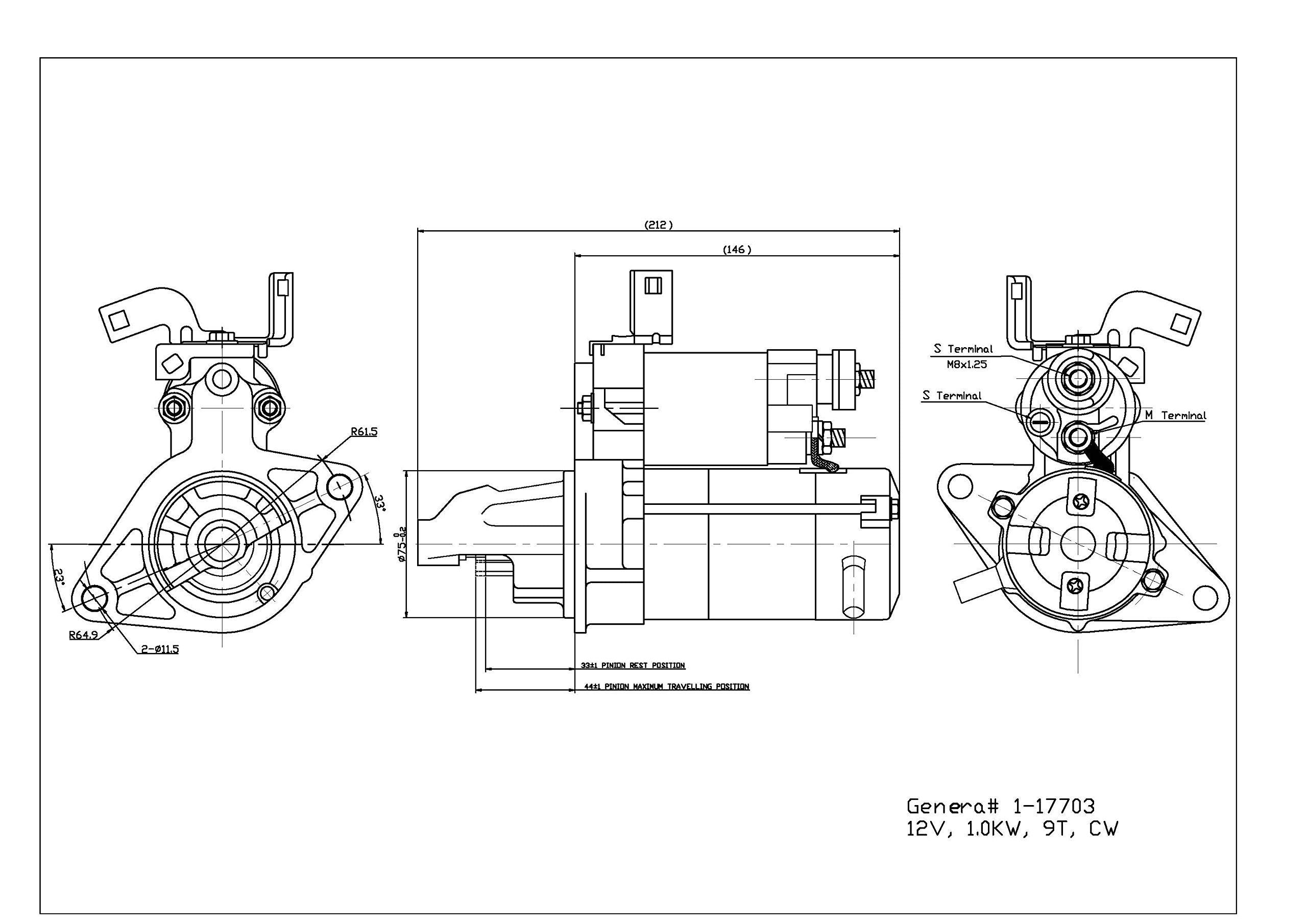 Starter Motor TYC 1-17703 Compatible with 1997-2001 Honda CRV