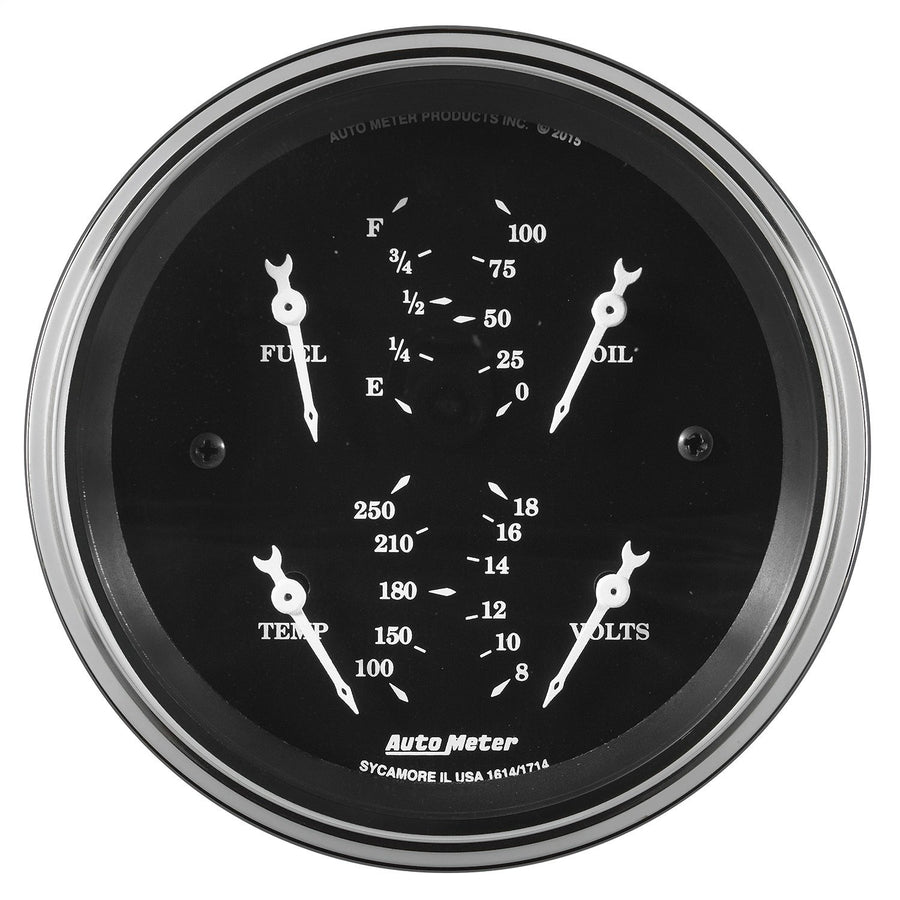 AutoMeter Gauge Quad 1713 (Old TYME Black 3 3/8", 240Ωe-33Ωf Elec, Old TYME Blk)