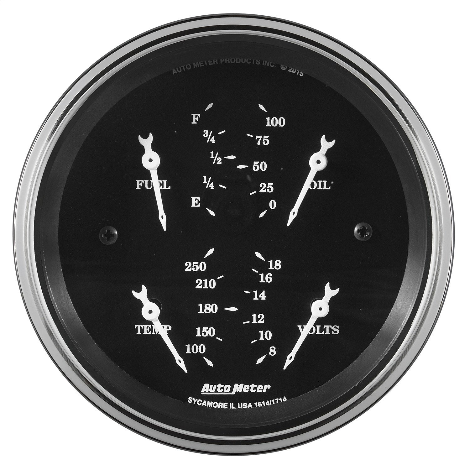 AutoMeter Gauge Quad 1713 (Old TYME Black 3 3/8", 240Ωe-33Ωf Elec, Old TYME Blk)
