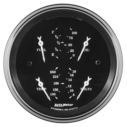 AutoMeter Gauge Quad 1713 (Old TYME Black 3 3/8", 240Ωe-33Ωf Elec, Old TYME Blk)