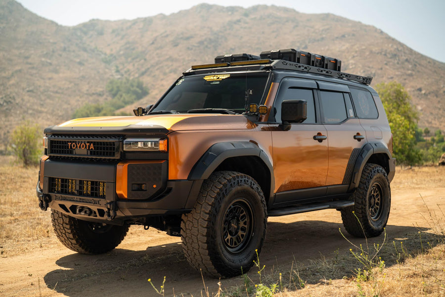 Roof Rack DV8 Offroad for 2024-2025 Toyota Land Cruiser 250 Series & Lexus GX 550 | Ultra Low-Profile Fitment | 9 Heavy-Duty Aluminum Cross Bars | Integrated Mounting Points for Securing Gear