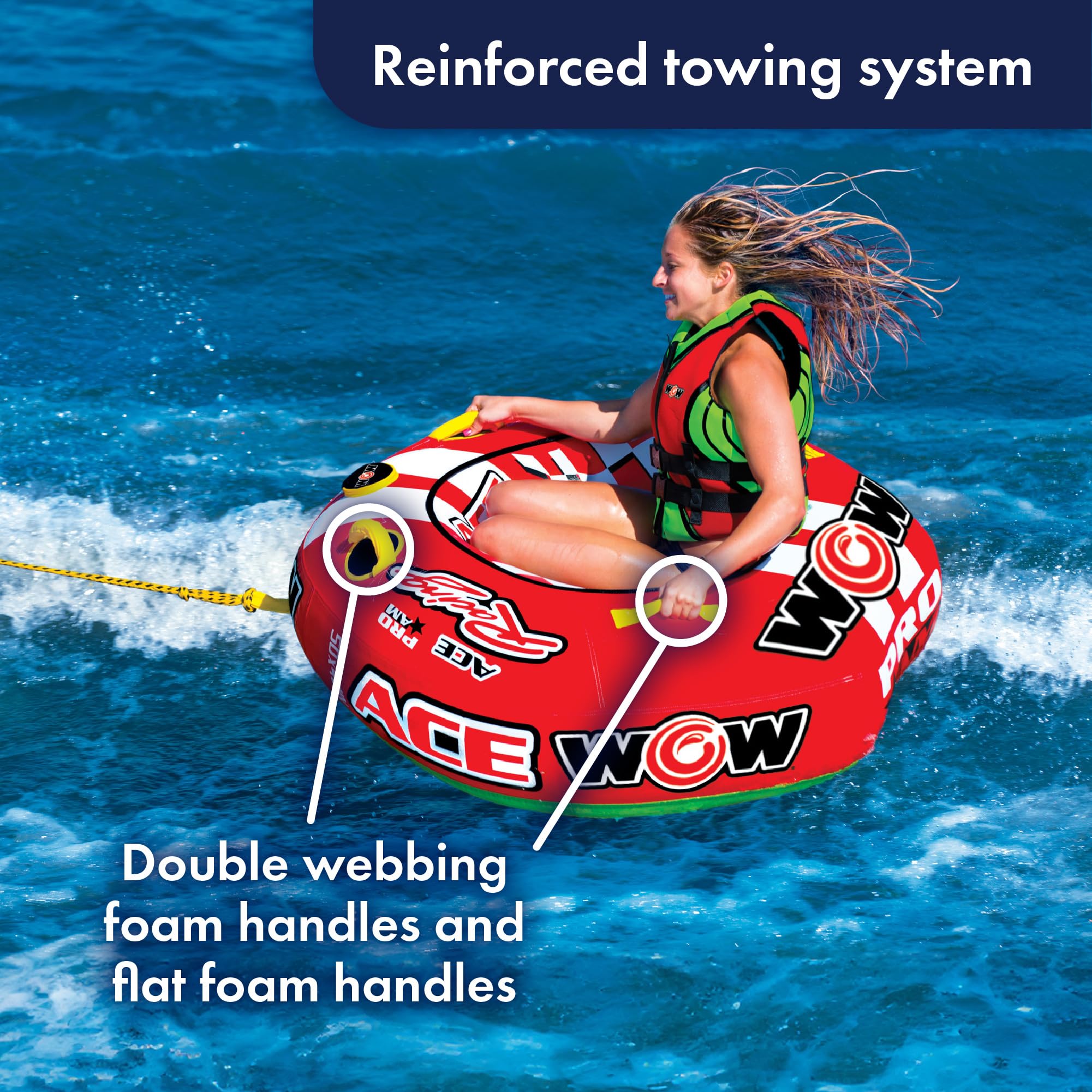 Ace Racing Boat Tube - WOW Sports - Inflatable Towable For Boating - Perfect for Kids & Adults - 1 Person