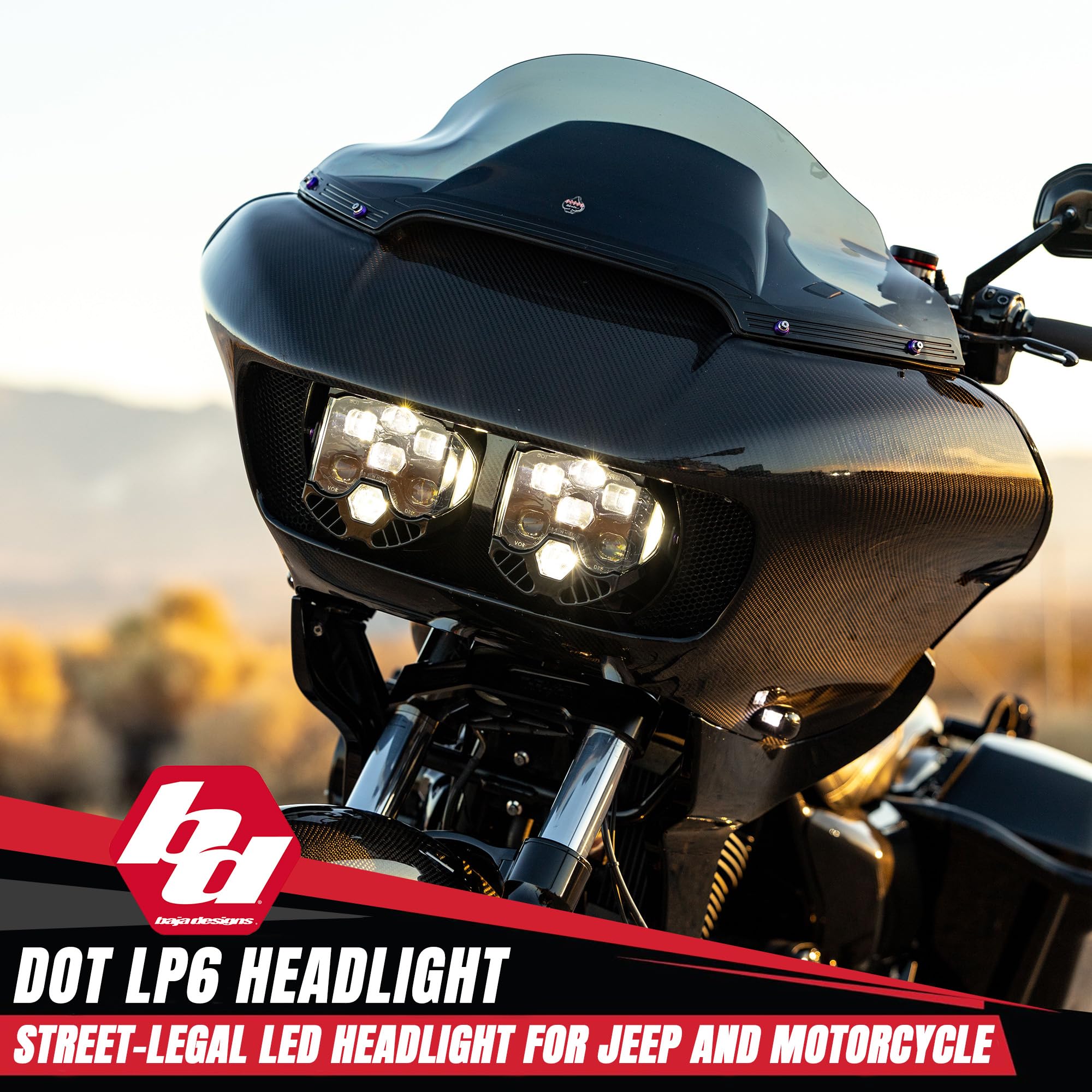 Baja Designs LP6 DOT SAE 6.5" Road-Legal LED Headlight Kit for 2018+ JL/JT, 2020+ Gladiator JT with Halogen Headlights – High/Low Beam Functionality with Clear DRL, JL/JT Specific Mounts (Pair)