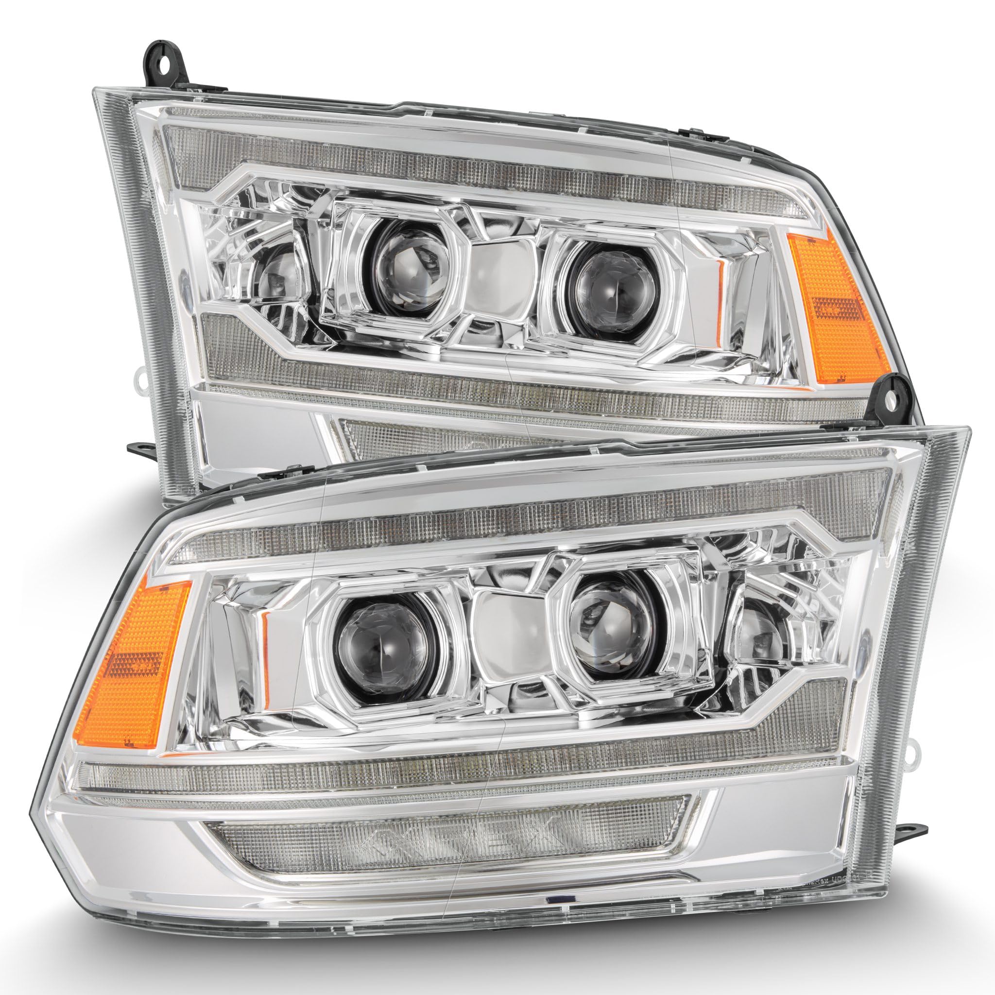 09-18 Dodge Ram 2500 AlphaRex LUXX LED Proj Headlights Plank Style Chrm w/Activ Light/Seq Signal/DRL