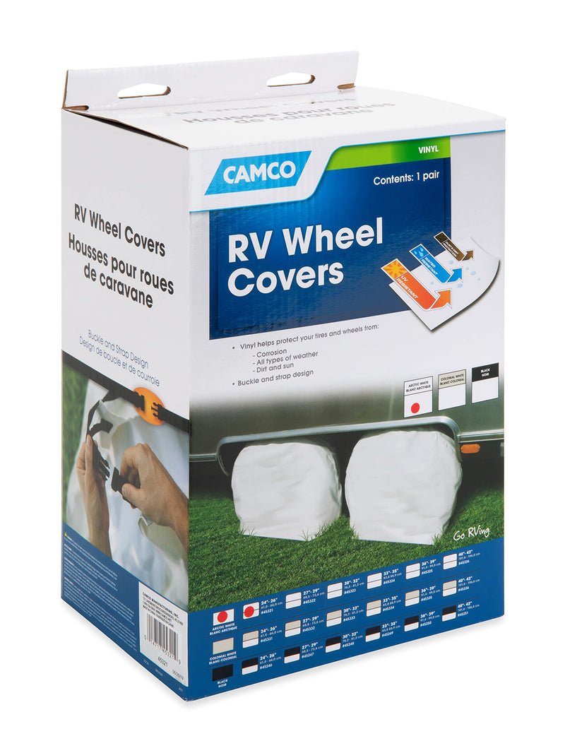 Vinyl Wheel & Tire Protector Camco 45321, 2 Pack (24 inches-26 inches, White)
