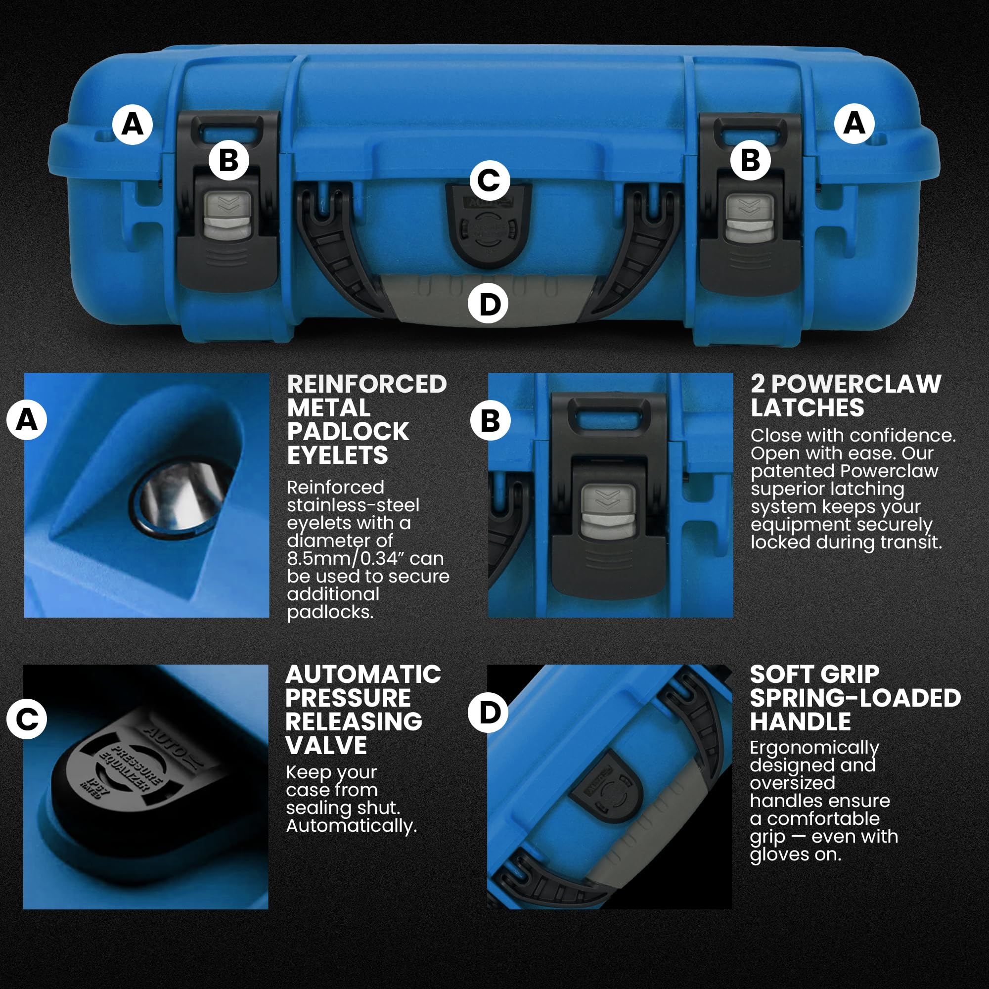 NANUK 910 Hard Case with IP67 Waterproof, Customizable Cubed Foam, Dustproof and Impact Resistant, 14.3” x 11.1” x 4.7”, Rugged Construction for Ultimate Protection, Made in Canada – Blue