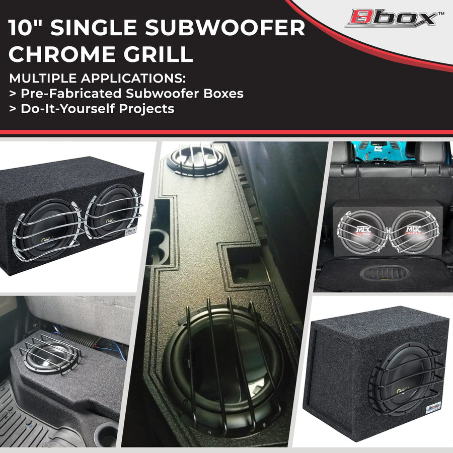 Universal 10-Inch Bbox Chrome Subwoofer Grill - Pair