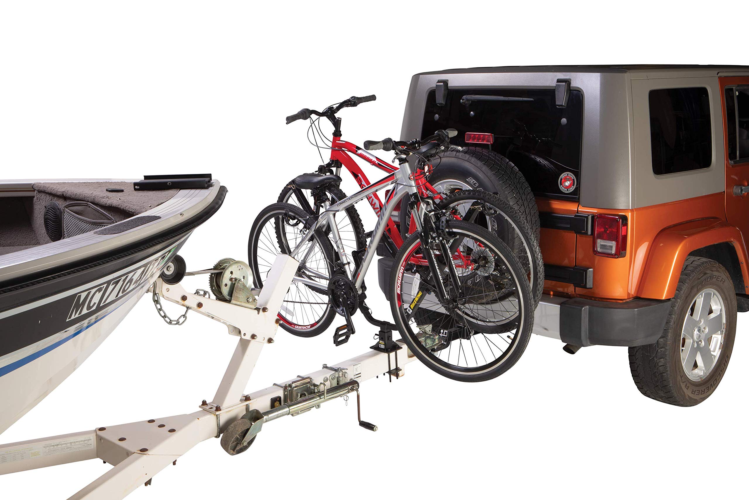 Lippert Double BikeWing Bike Rack Carrier for Trailers and Towing Vehicles, 2 Bikes, Adjustable Wheel Cradles, Sway Control Technology, Fits Most Adult, Kids Bicycle Frames, 80 lbs. Capacity - 731137