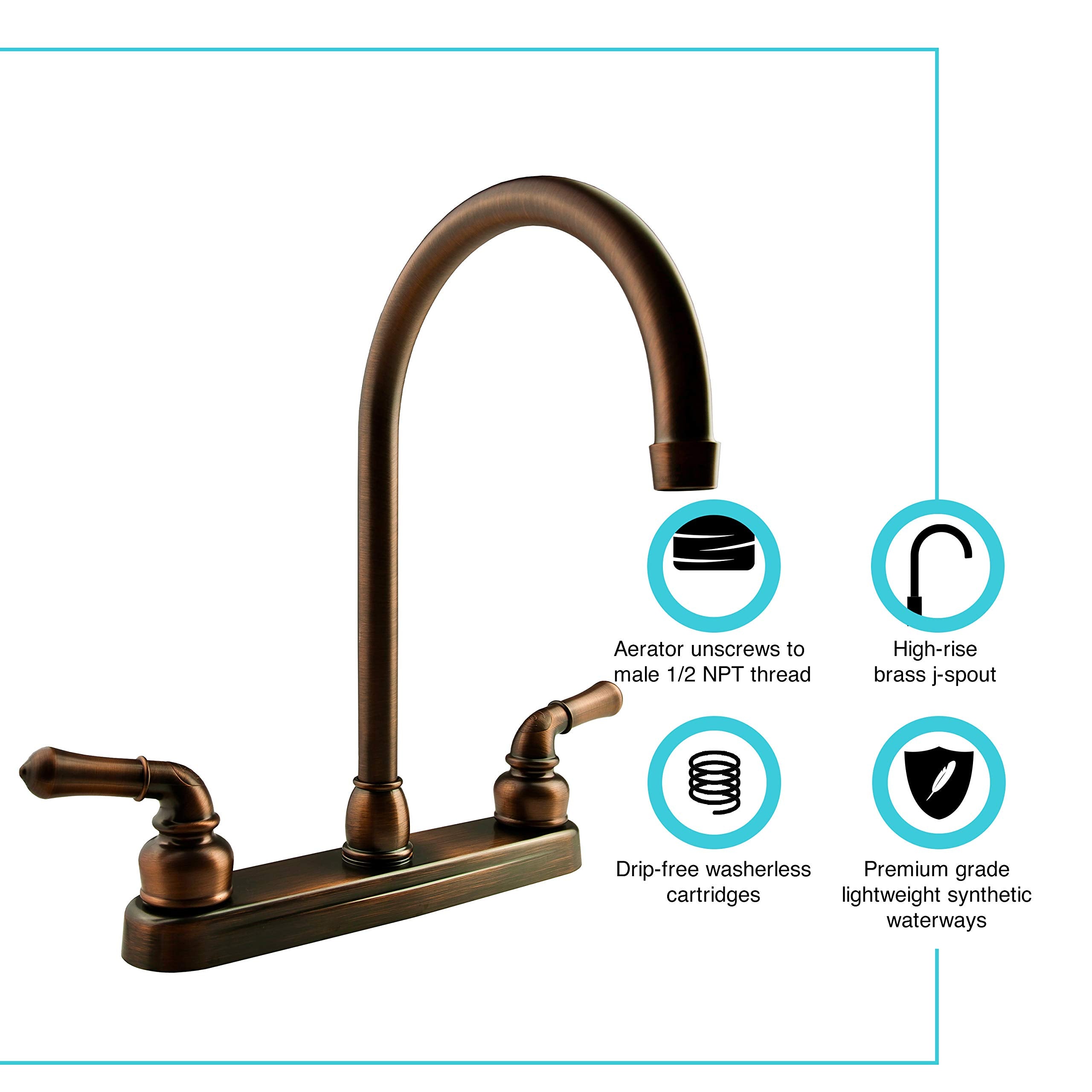 Dura Faucet RV J-Spout Kitchen Sink Faucet DF-PK330HC-ORB (Oil-Rubbed Bronze)
